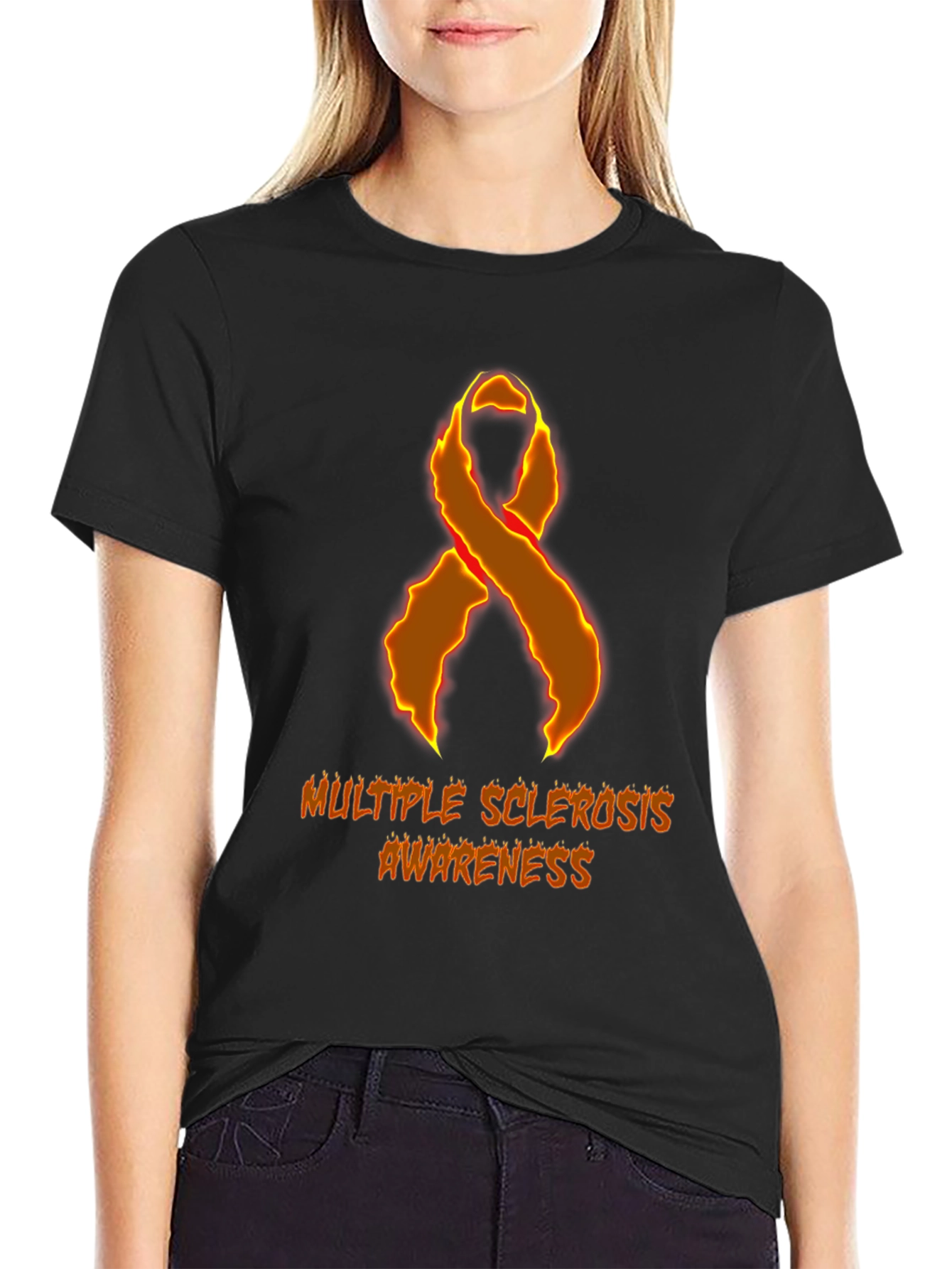 MS Awareness T-Shirt - Orange Ribbon Graphic Tee