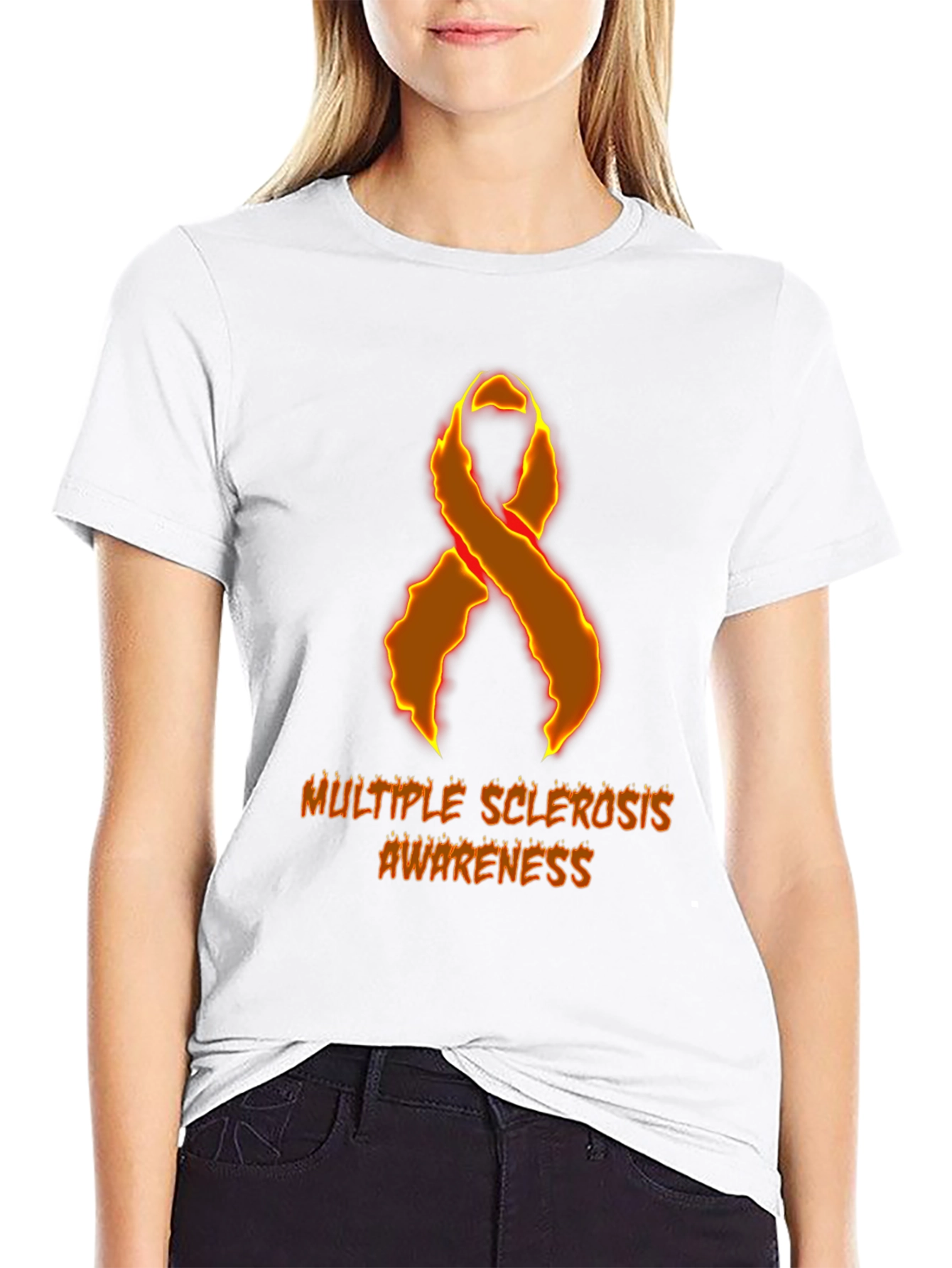 MS Awareness T-Shirt - Orange Ribbon Graphic Tee