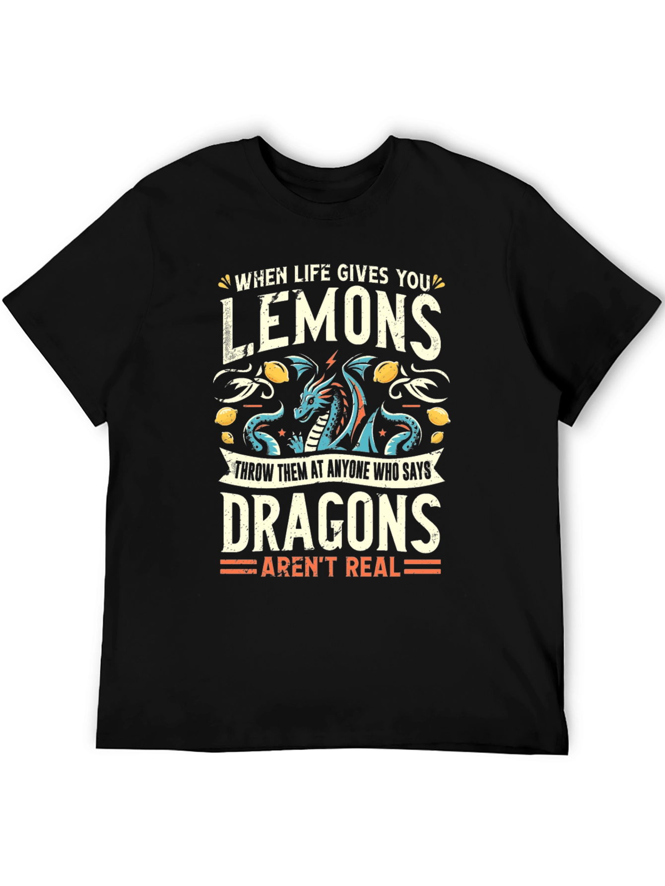 Funny Dragon Lemon Graphic T-Shirt