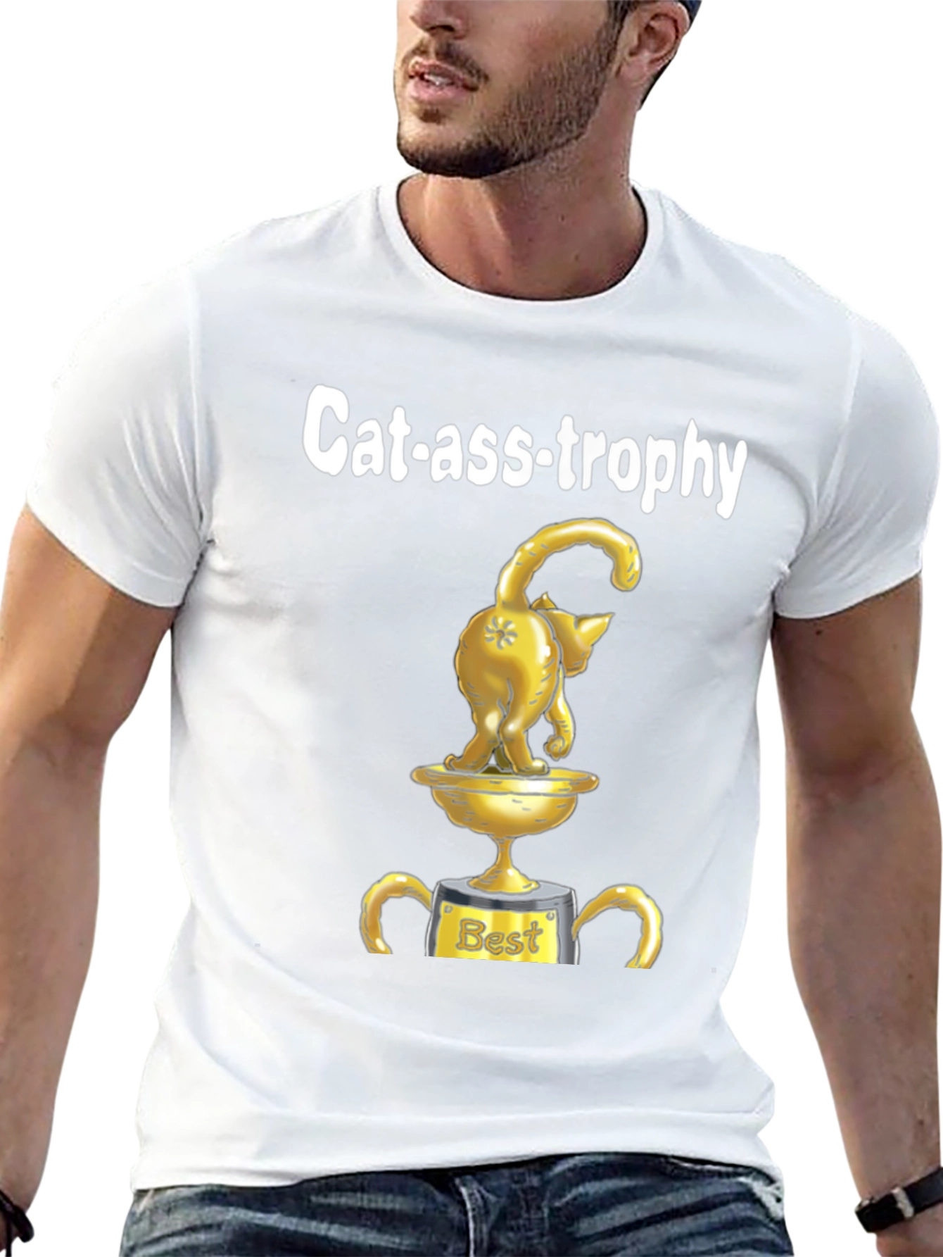 Cat-ass-trophy T-Shirt: Funny Cat Trophy Graphic Tee