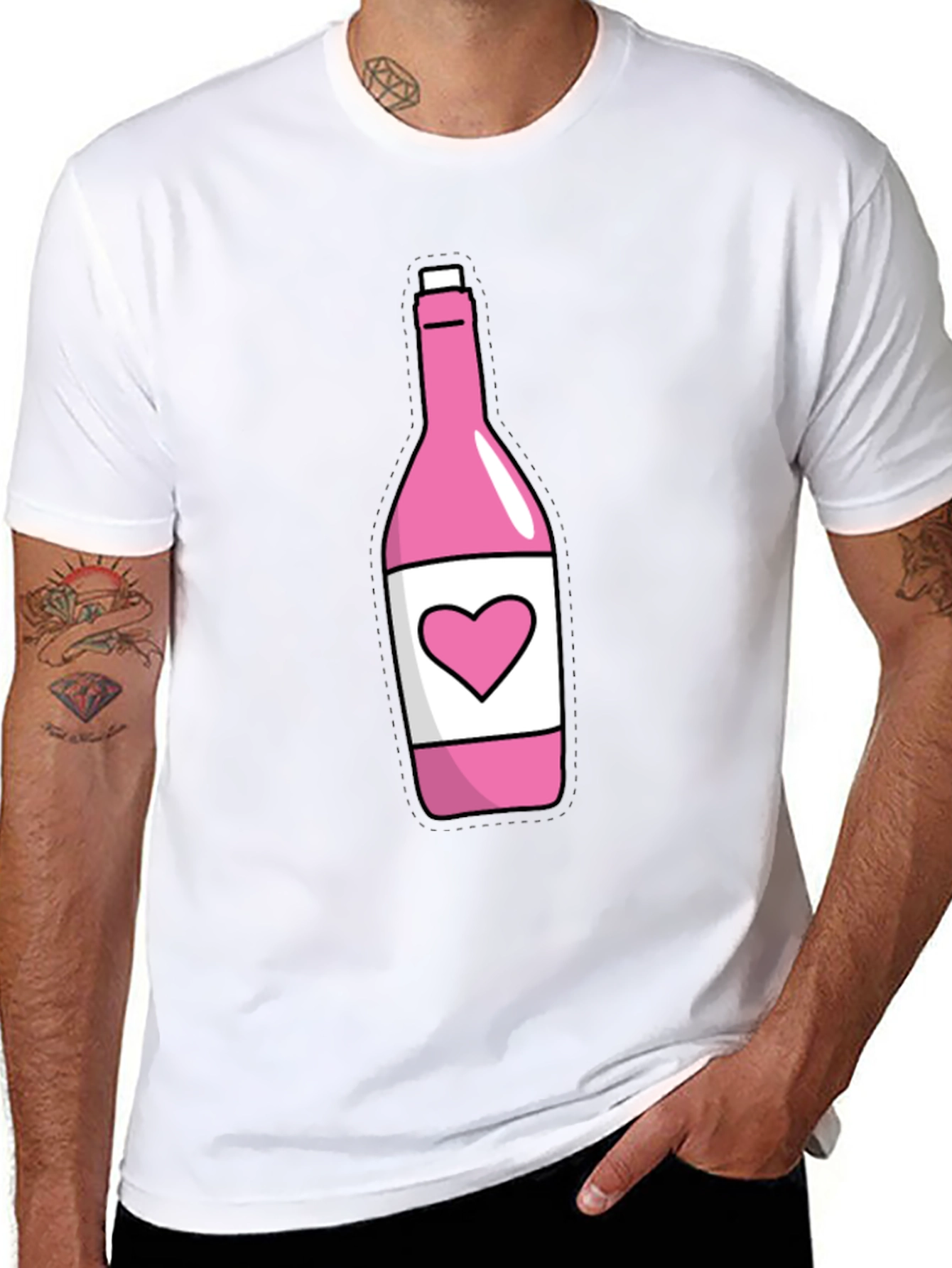 Pink Heart Bottle T-Shirt - Novelty Graphic Tee