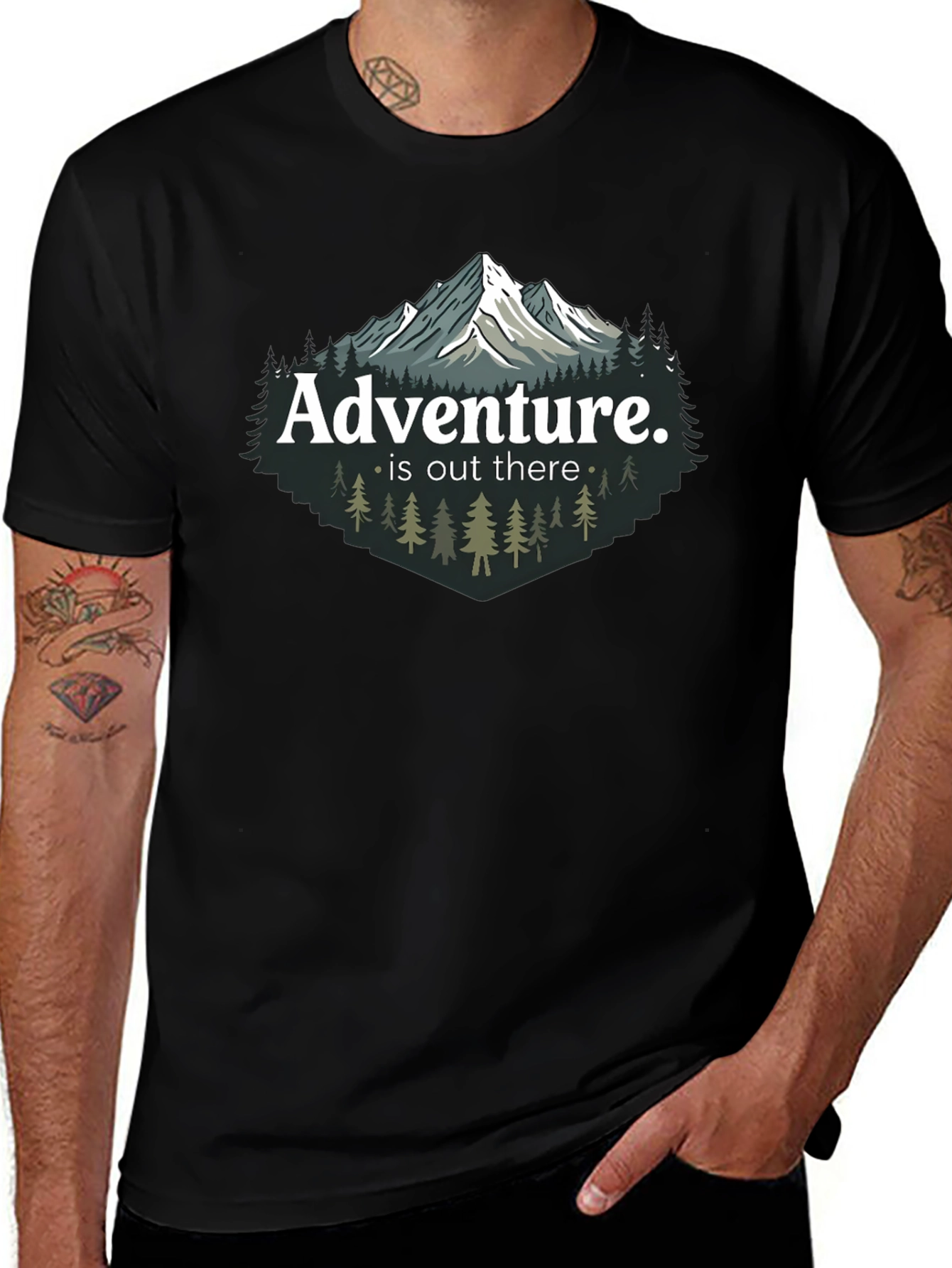 Adventure Awaits Graphic Tee - Mountain Scene Shirt
