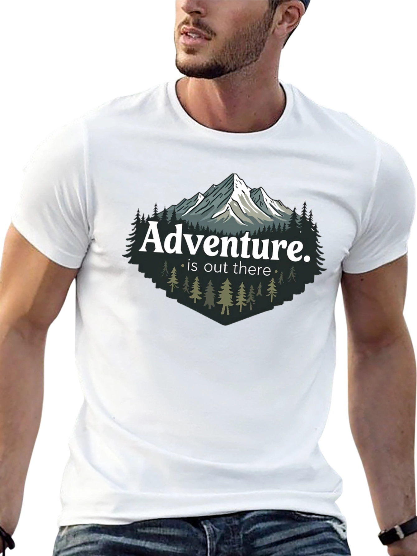 Adventure Awaits Graphic Tee - Mountain Scene Shirt