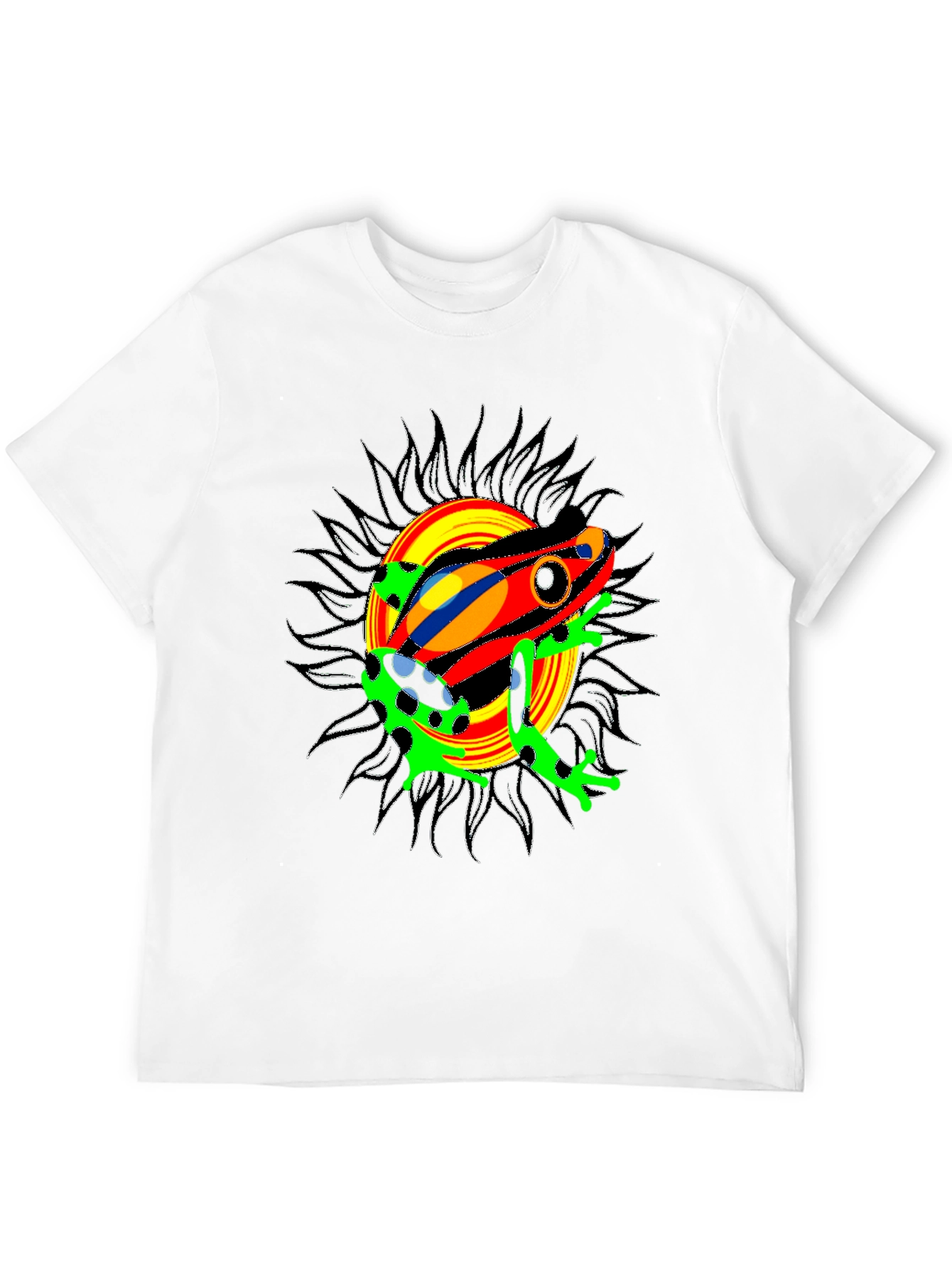 Psychedelic Frog Graphic Tee - Black Cotton Blend T-Shirt