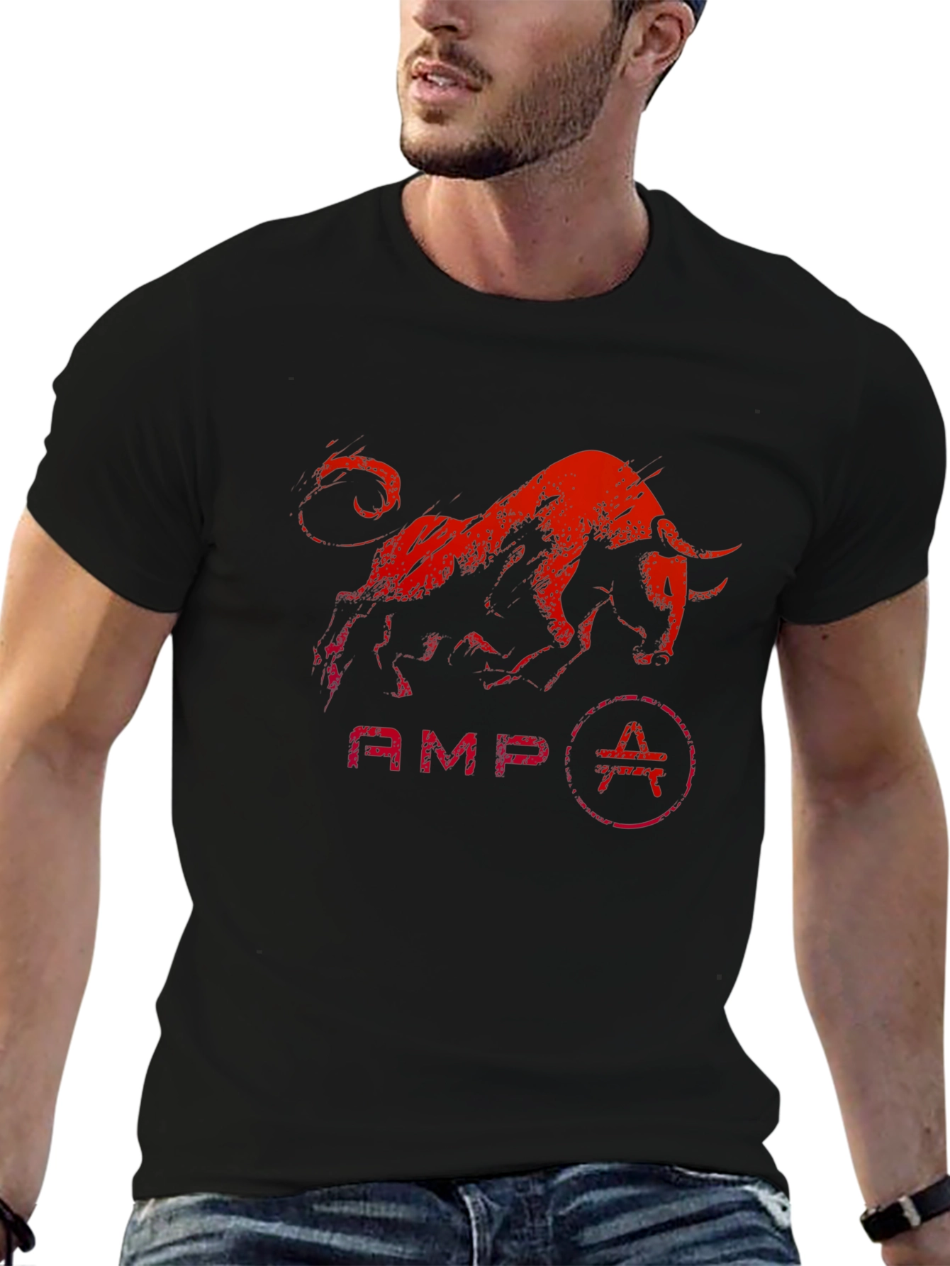 AMP Bull Graphic T-Shirt - Black