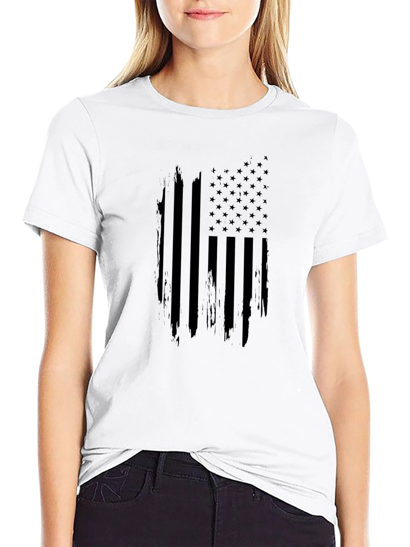 Distressed American Flag Graphic T-Shirt