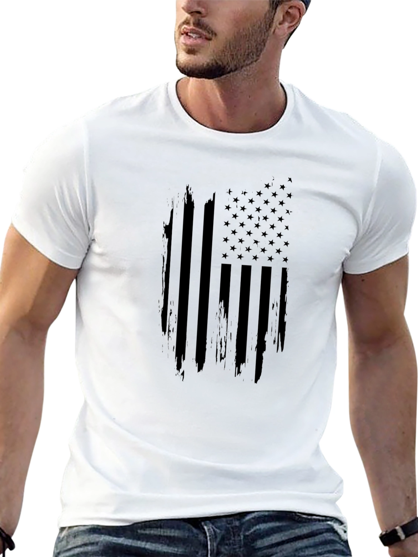 Distressed American Flag Graphic T-Shirt