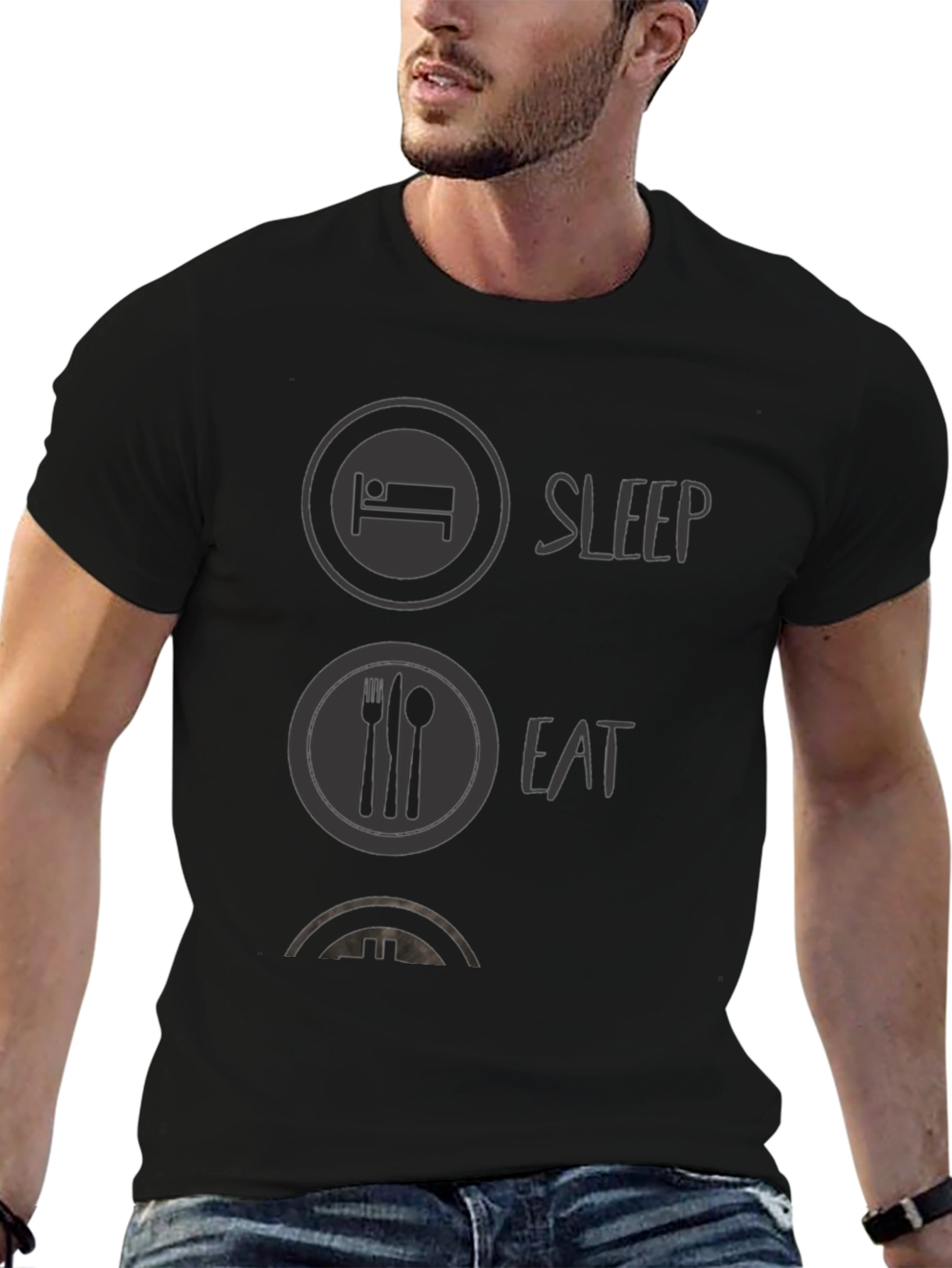 Sleep Eat Game Black Graphic Tee