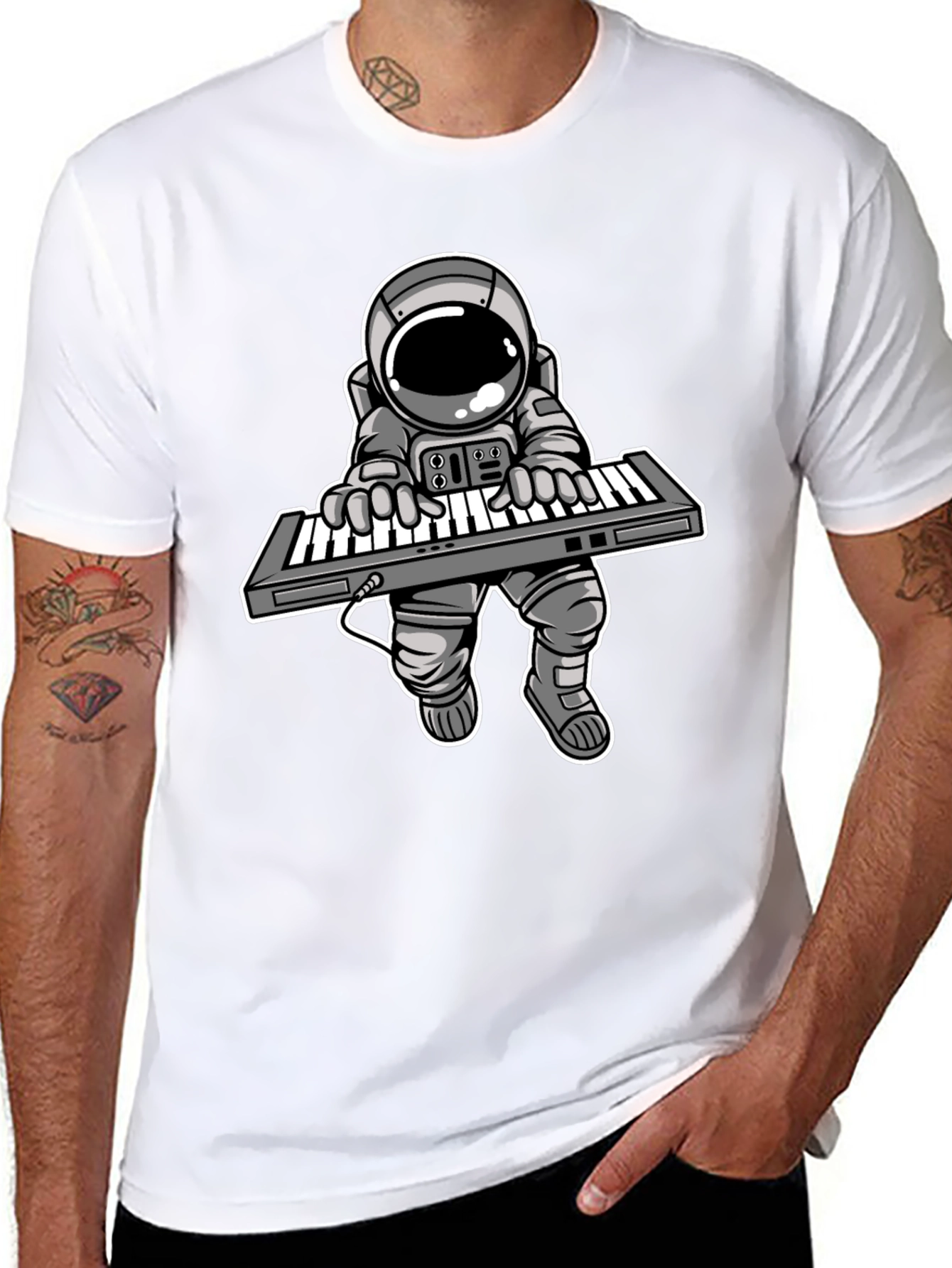 Astronaut Keyboard T-Shirt - Space Musician Tee