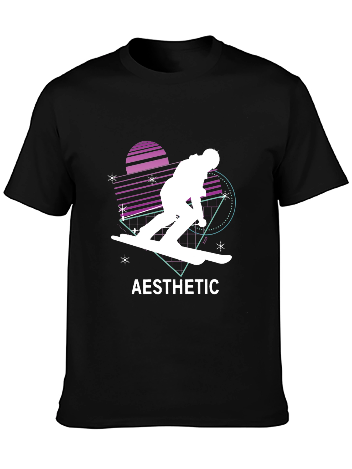 Aesthetic Retro Skiing T-Shirt - Black