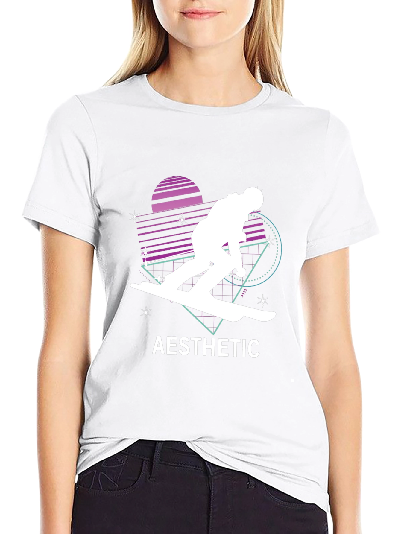 Aesthetic Retro Skiing T-Shirt - Black