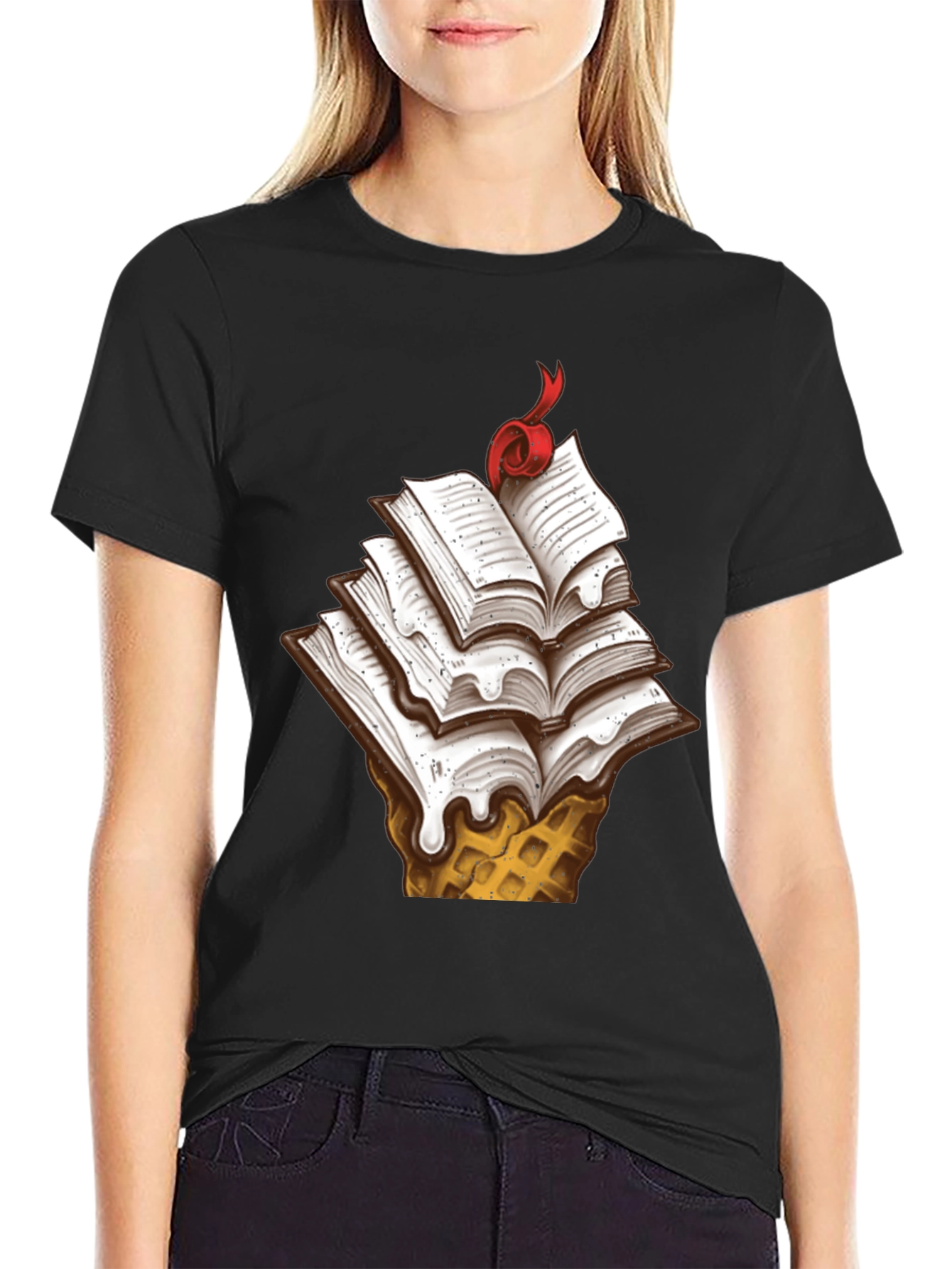 Book Ice Cream Cone Graphic Tee