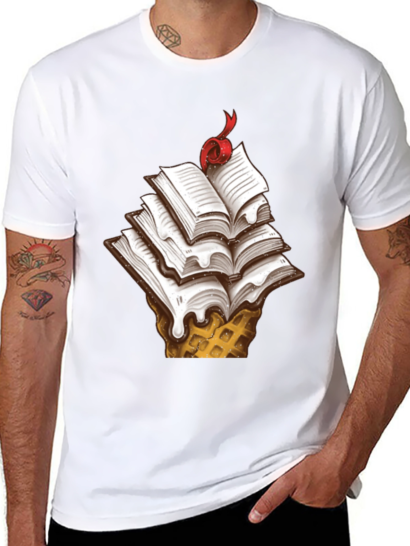 Book Ice Cream Cone Graphic Tee