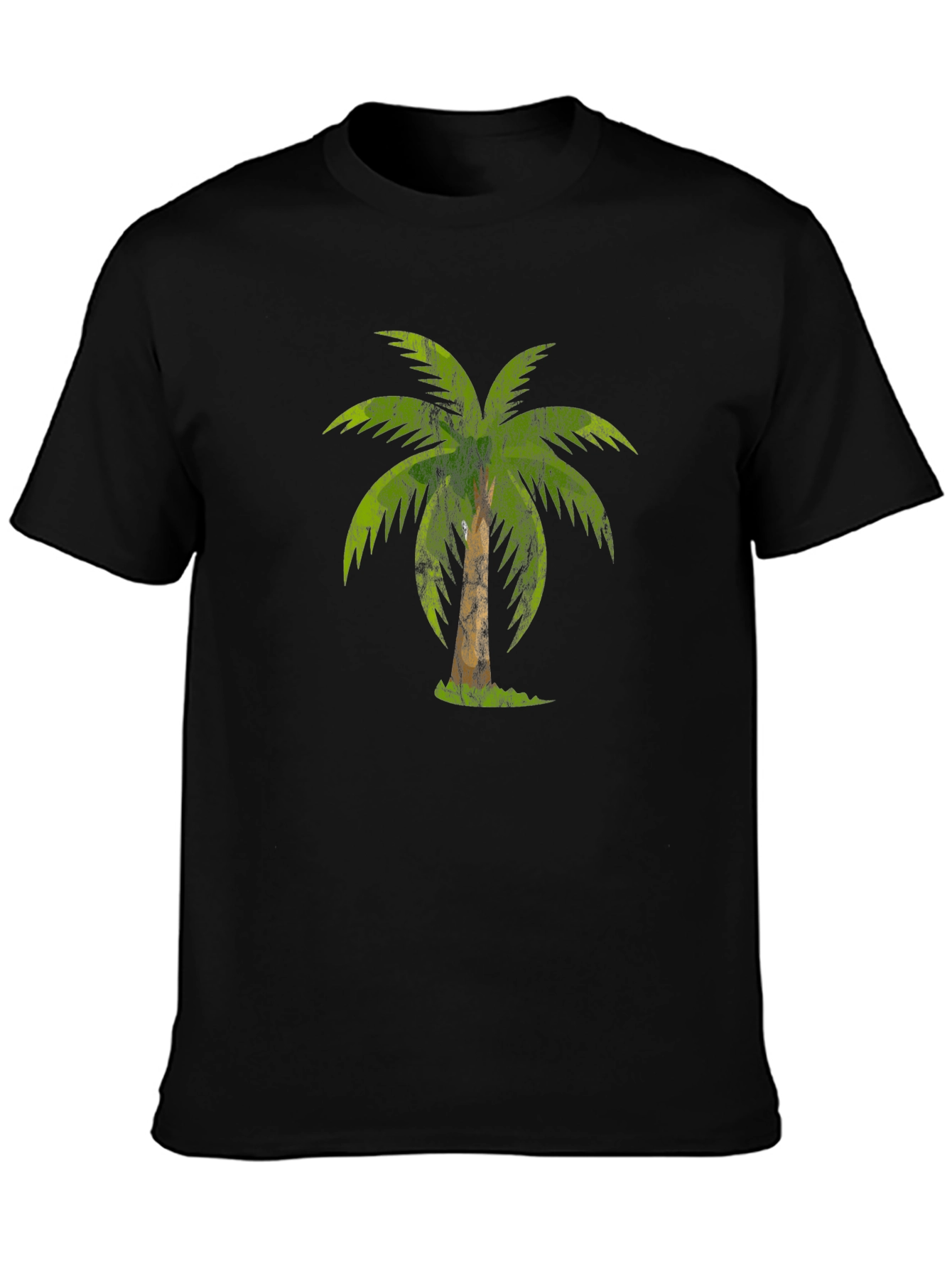 Tropical Palm Tree Graphic Tee - Casual Black T-Shirt