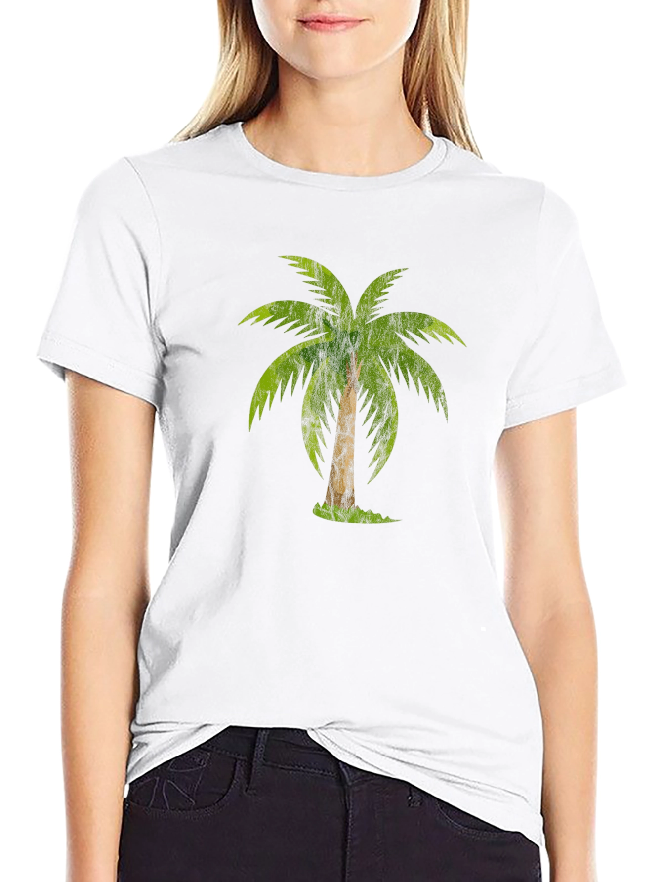 Tropical Palm Tree Graphic Tee - Casual Black T-Shirt