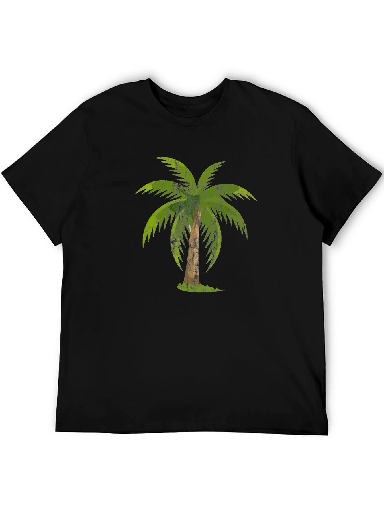 Tropical Palm Tree Graphic Tee - Casual Black T-Shirt