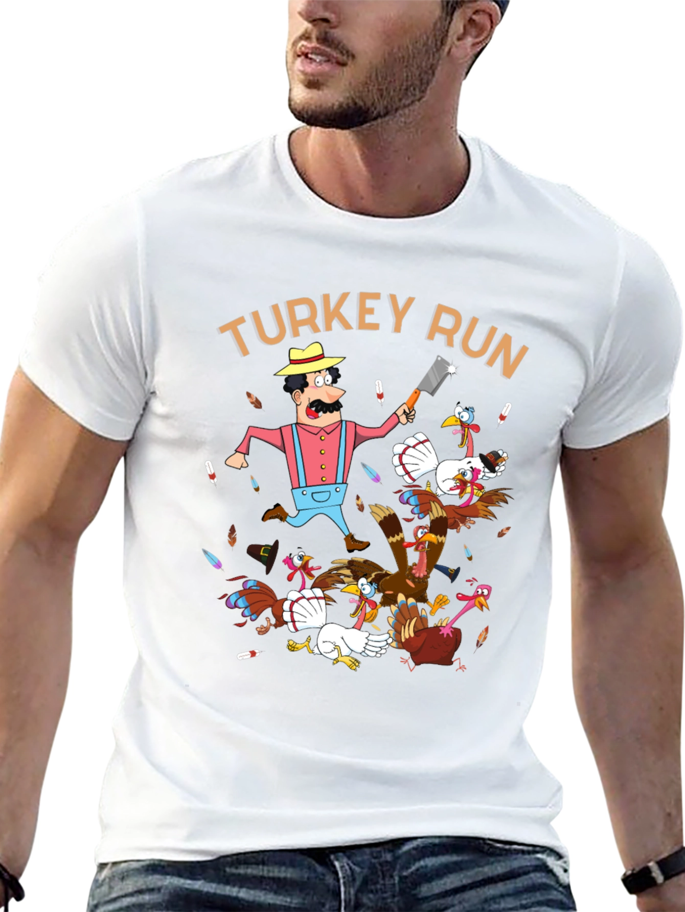 Turkey Run Graphic T-Shirt - Thanksgiving Fun