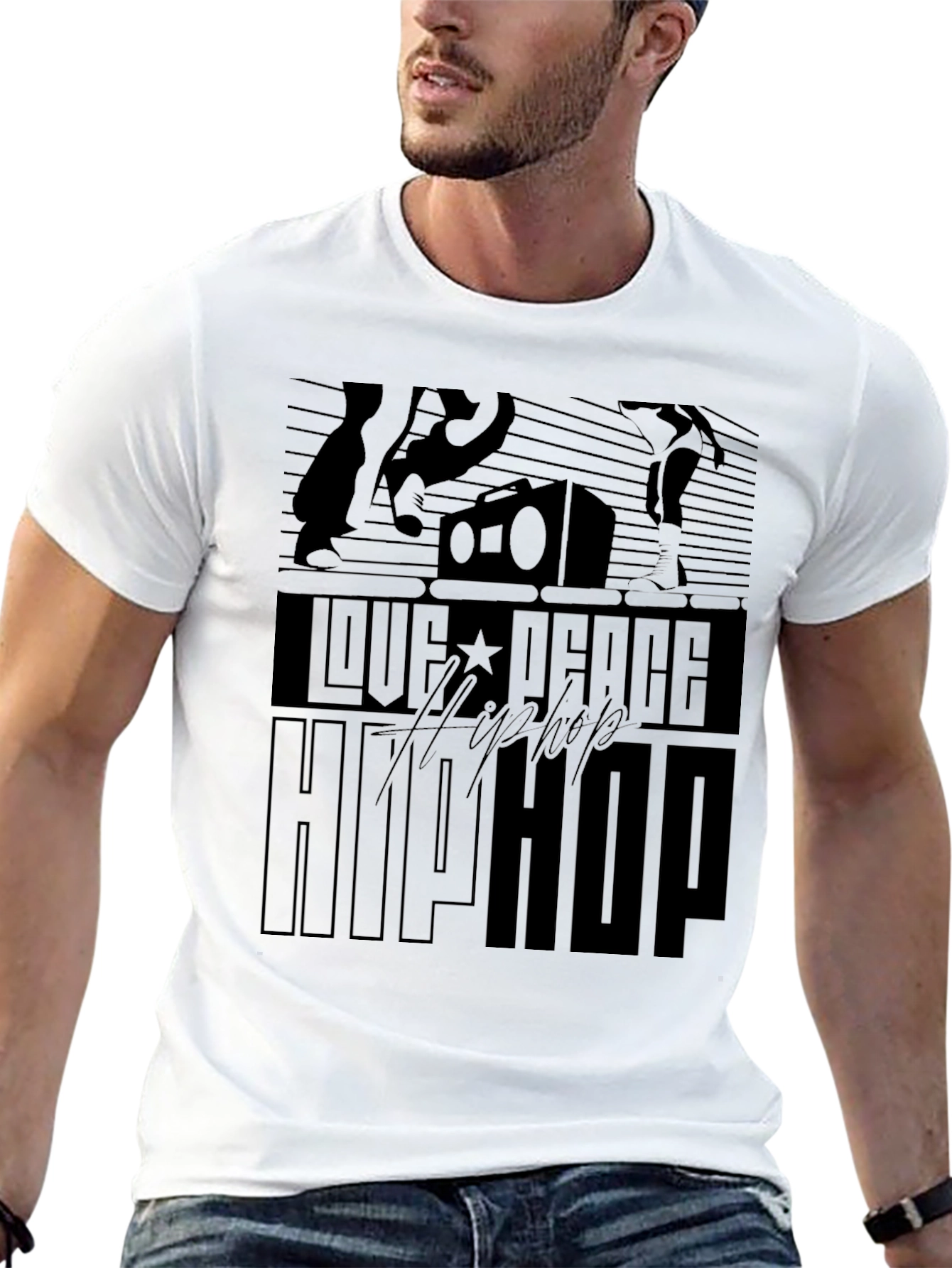 Love Peace Hip Hop Black T-Shirt