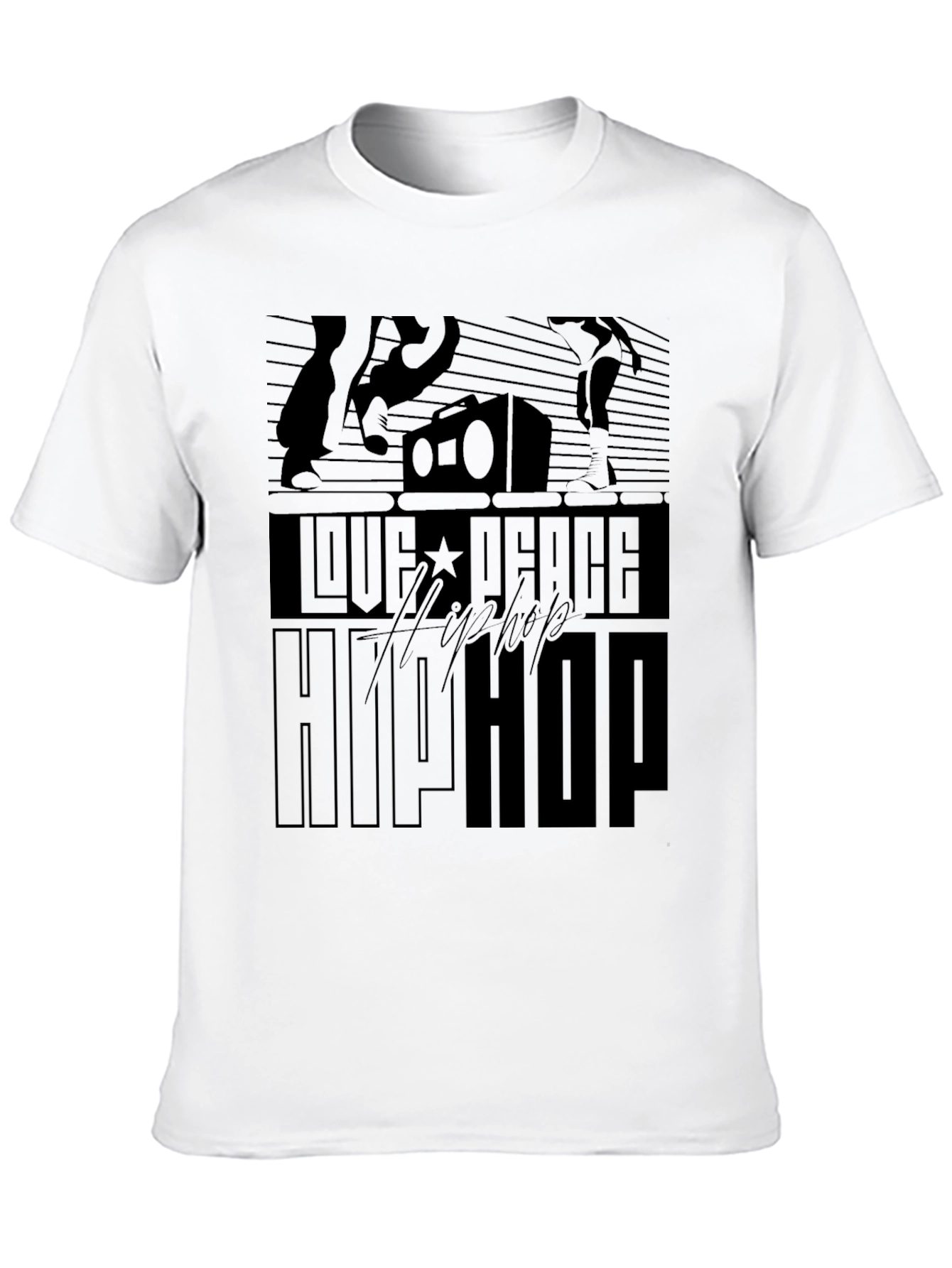 Love Peace Hip Hop Black T-Shirt