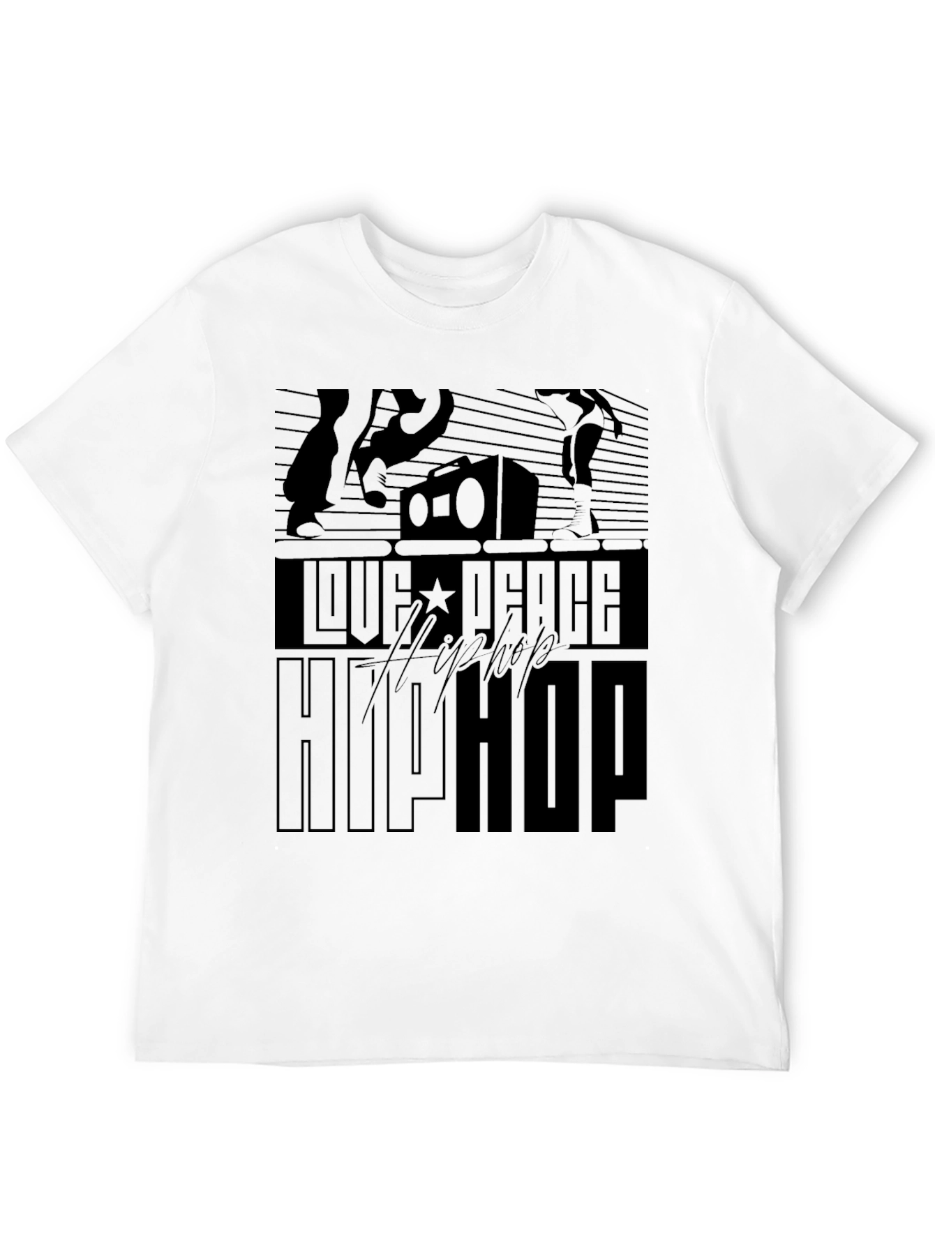Love Peace Hip Hop Black T-Shirt