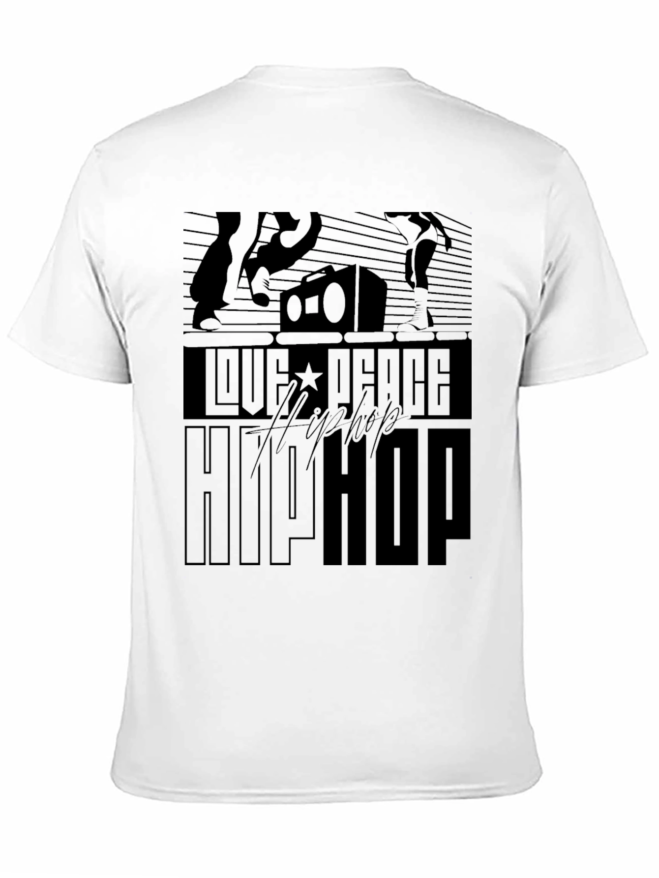 Love Peace Hip Hop Black T-Shirt