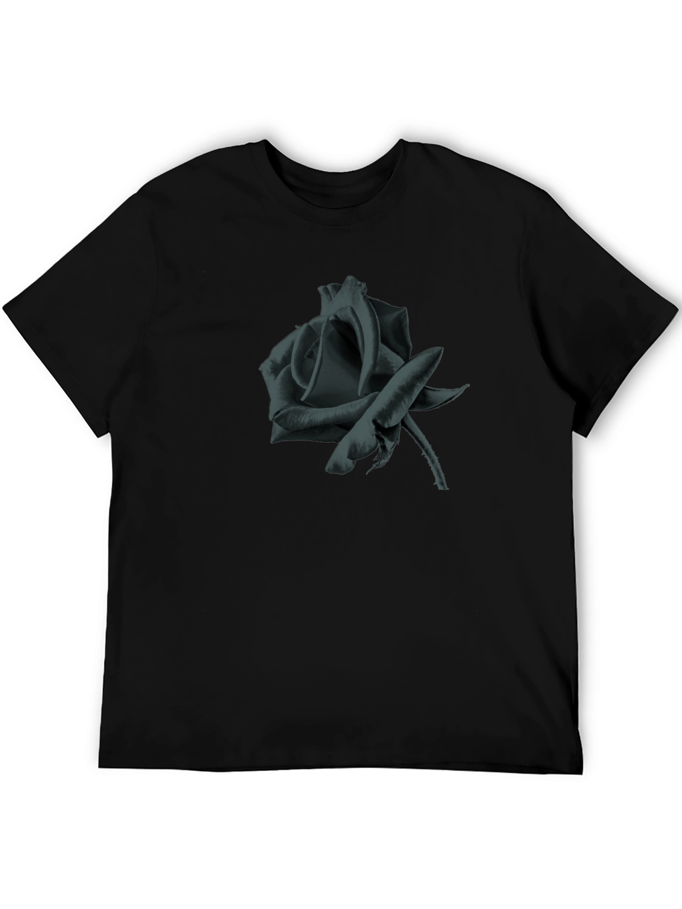 Mens Black Rose Graphic T-Shirt