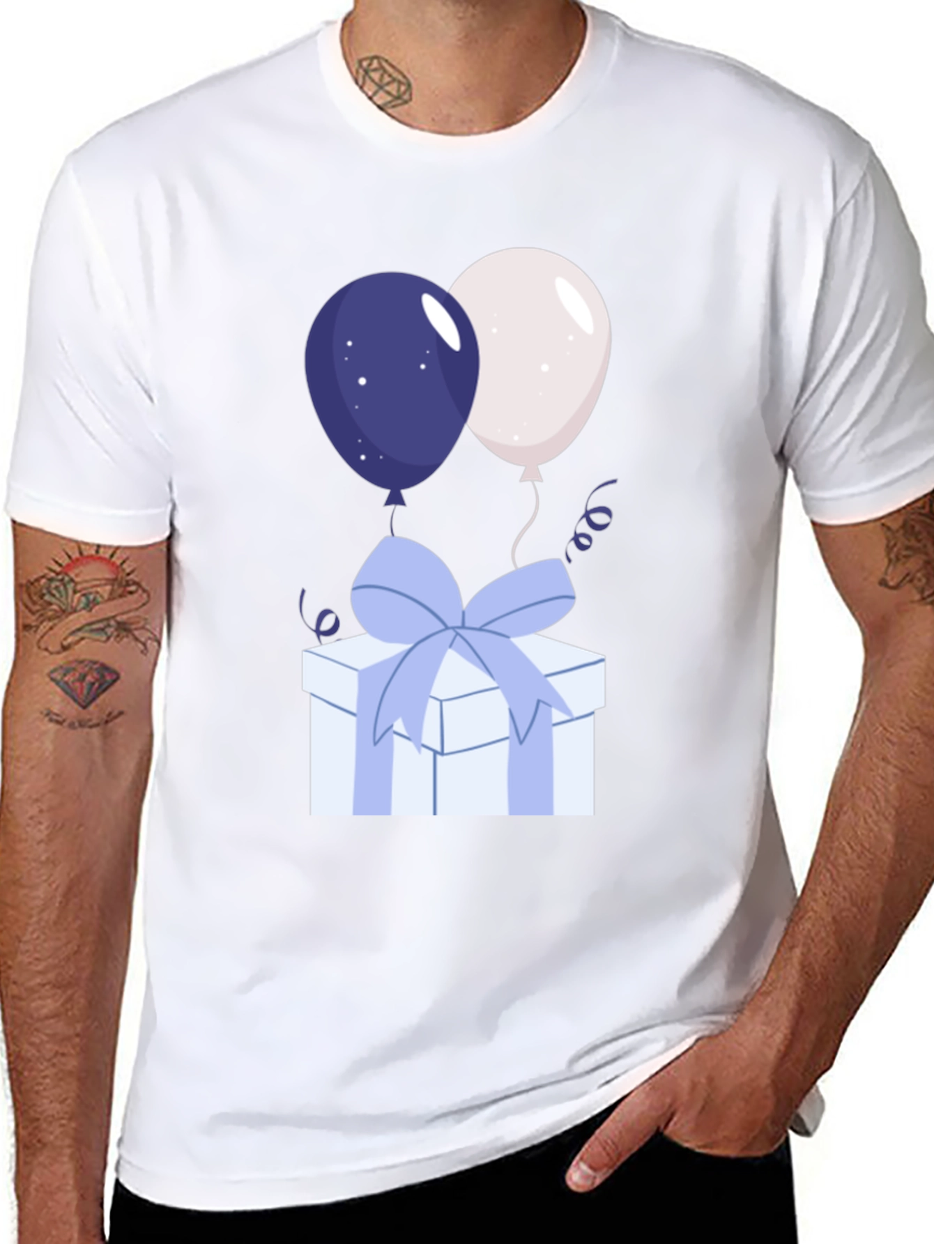 Festive Balloons & Gift Box Graphic Tee