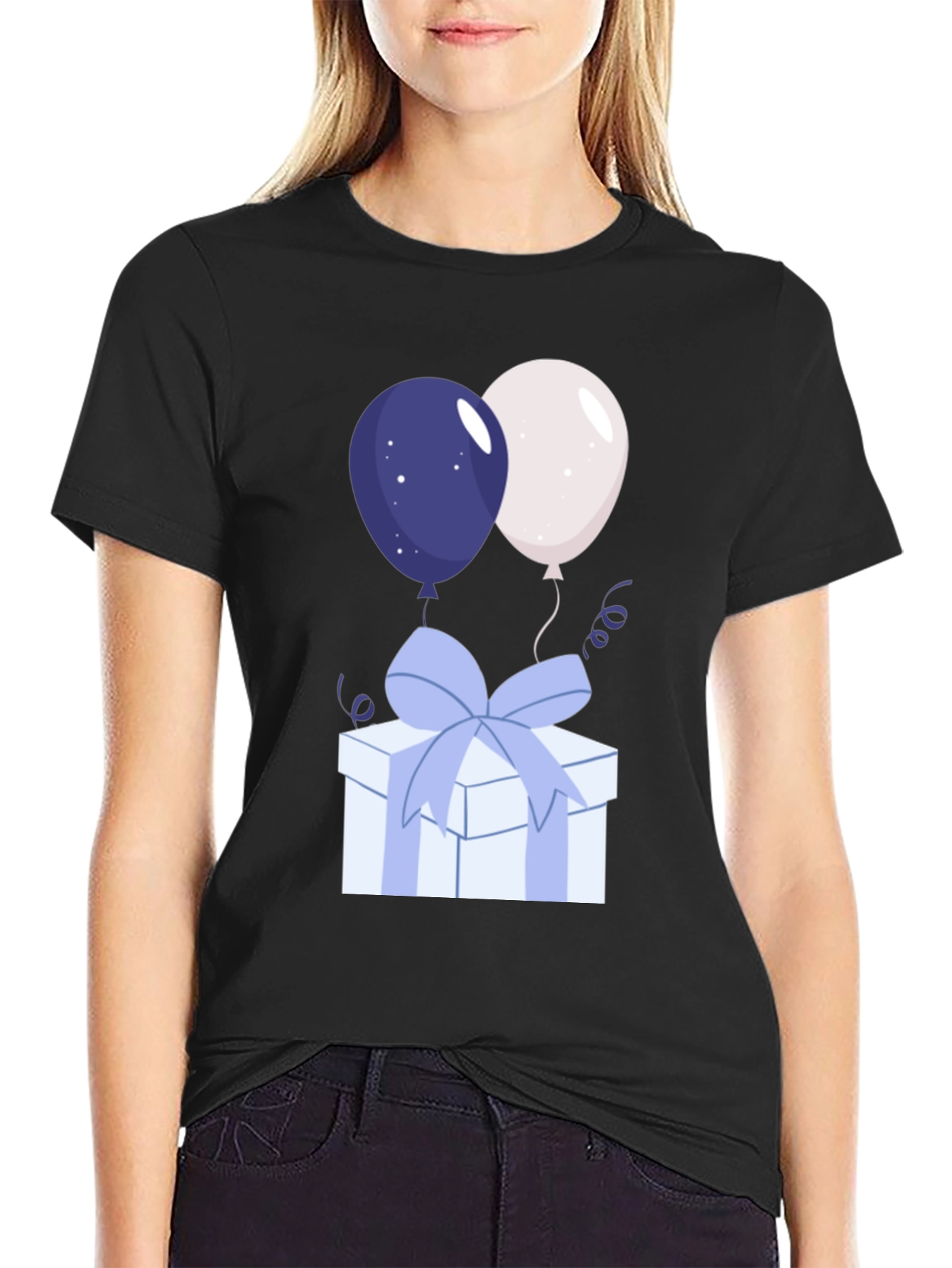 Festive Balloons & Gift Box Graphic Tee
