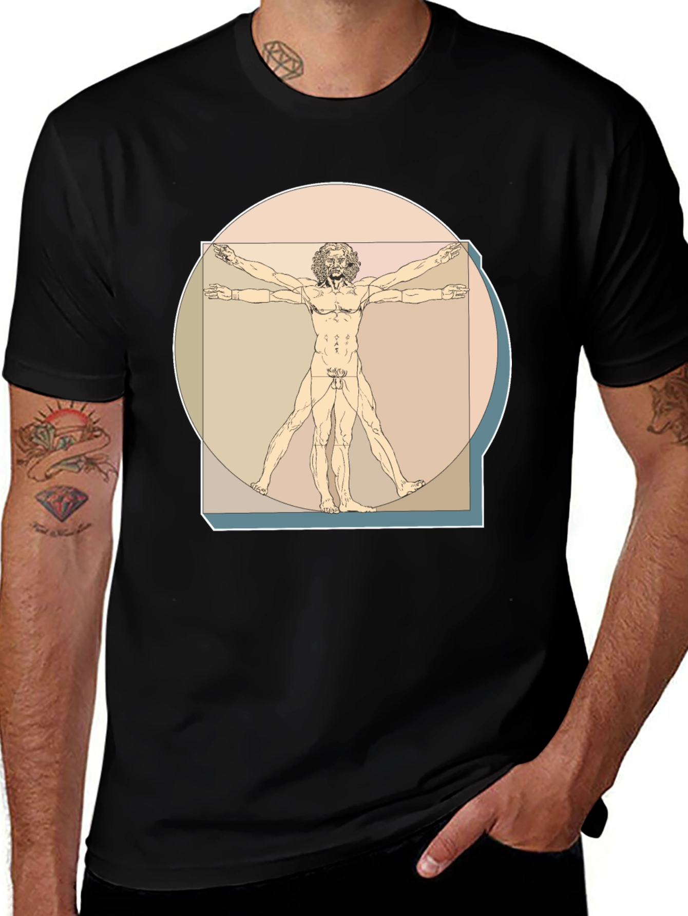 Vitruvian Man Graphic Tee - Classic Art T-Shirt