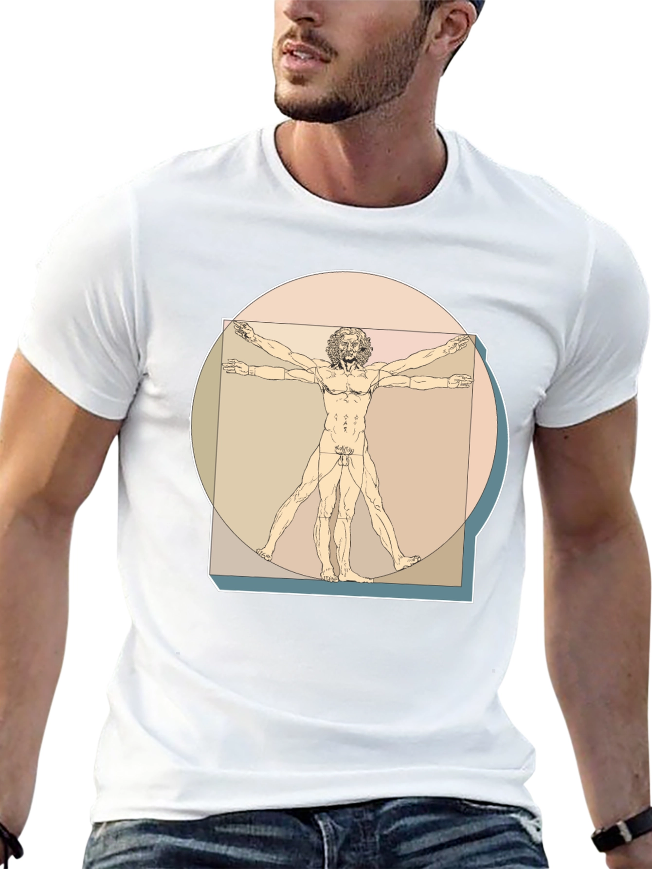 Vitruvian Man Graphic Tee - Classic Art T-Shirt