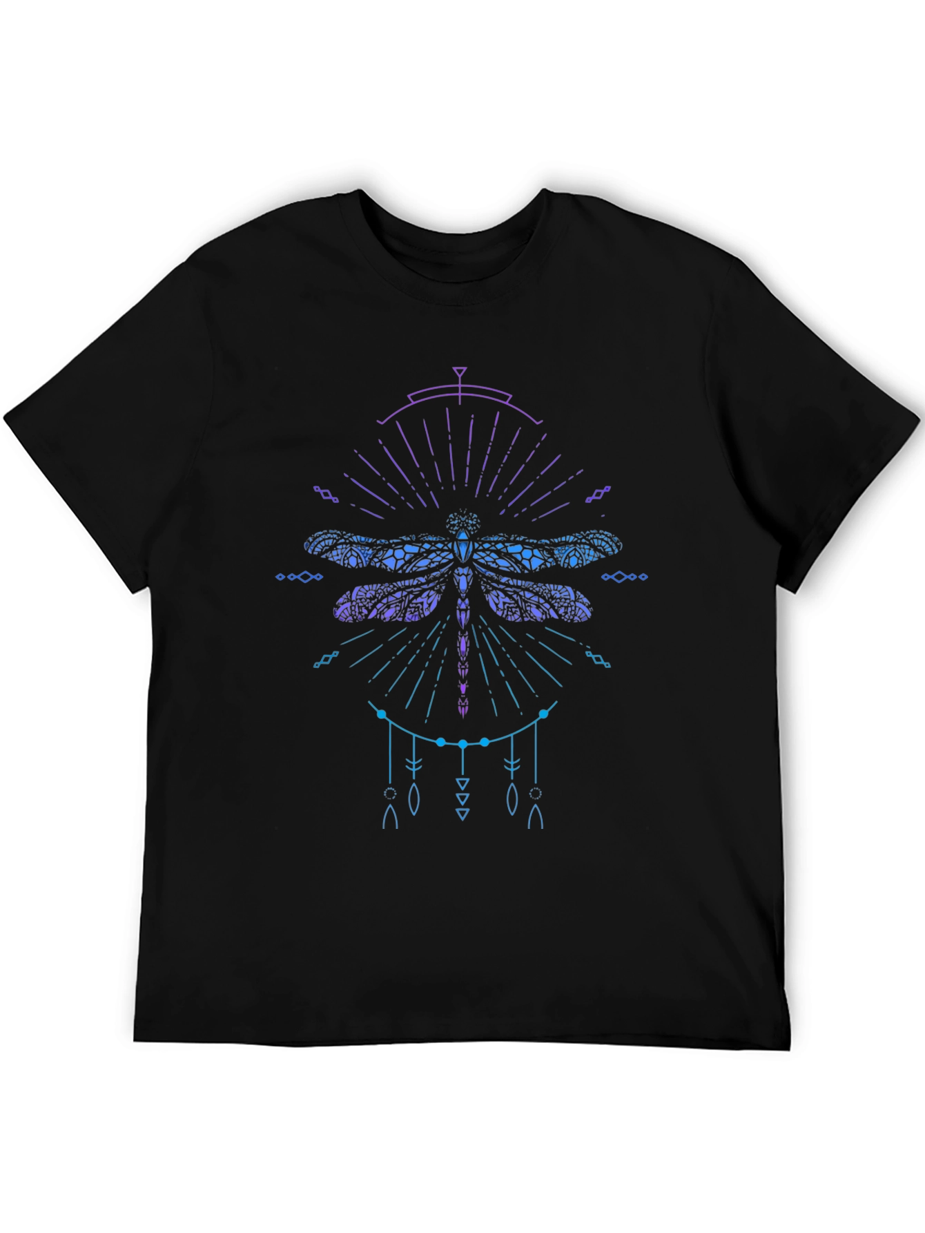 Dragonfly Graphic Print Mens Black T-Shirt