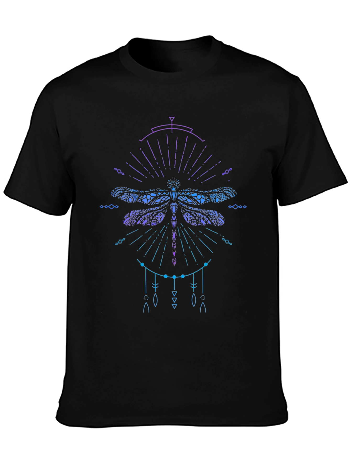 Dragonfly Graphic Print Mens Black T-Shirt