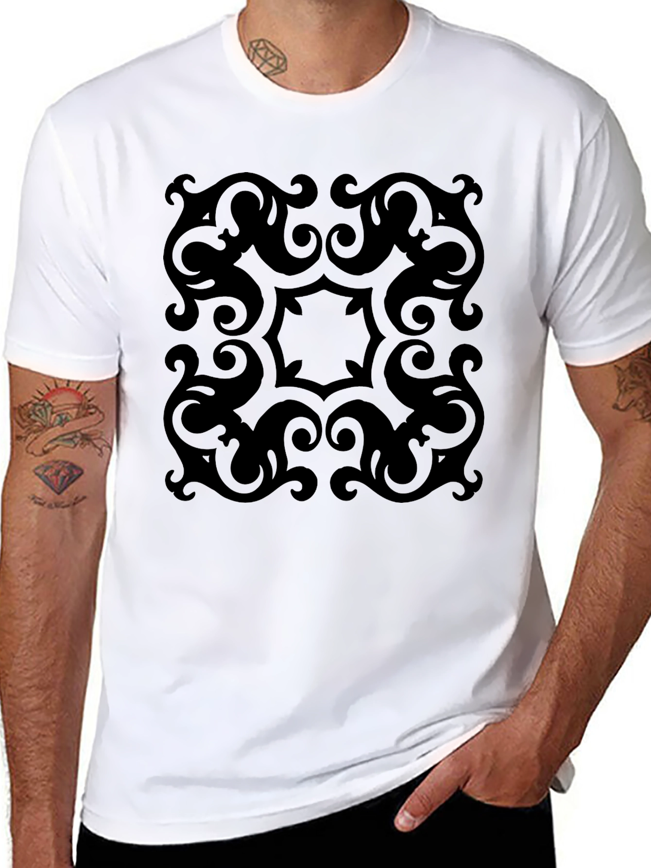 Elegant Black Pattern Tee - Stylish Comfort