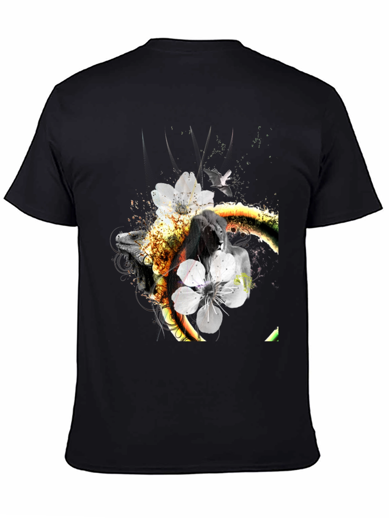 Abstract Animal Print Black T-Shirt