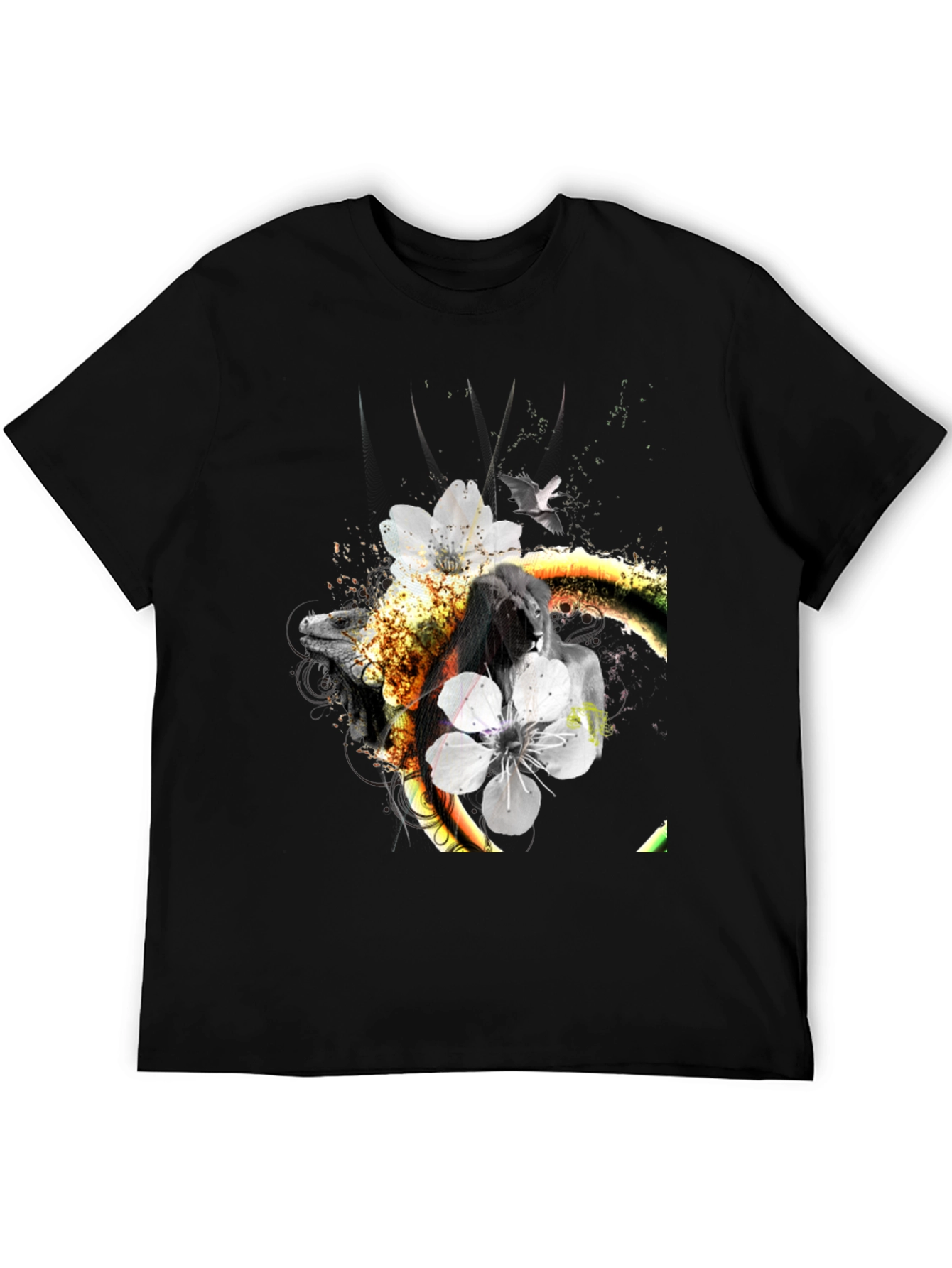Abstract Animal Print Black T-Shirt