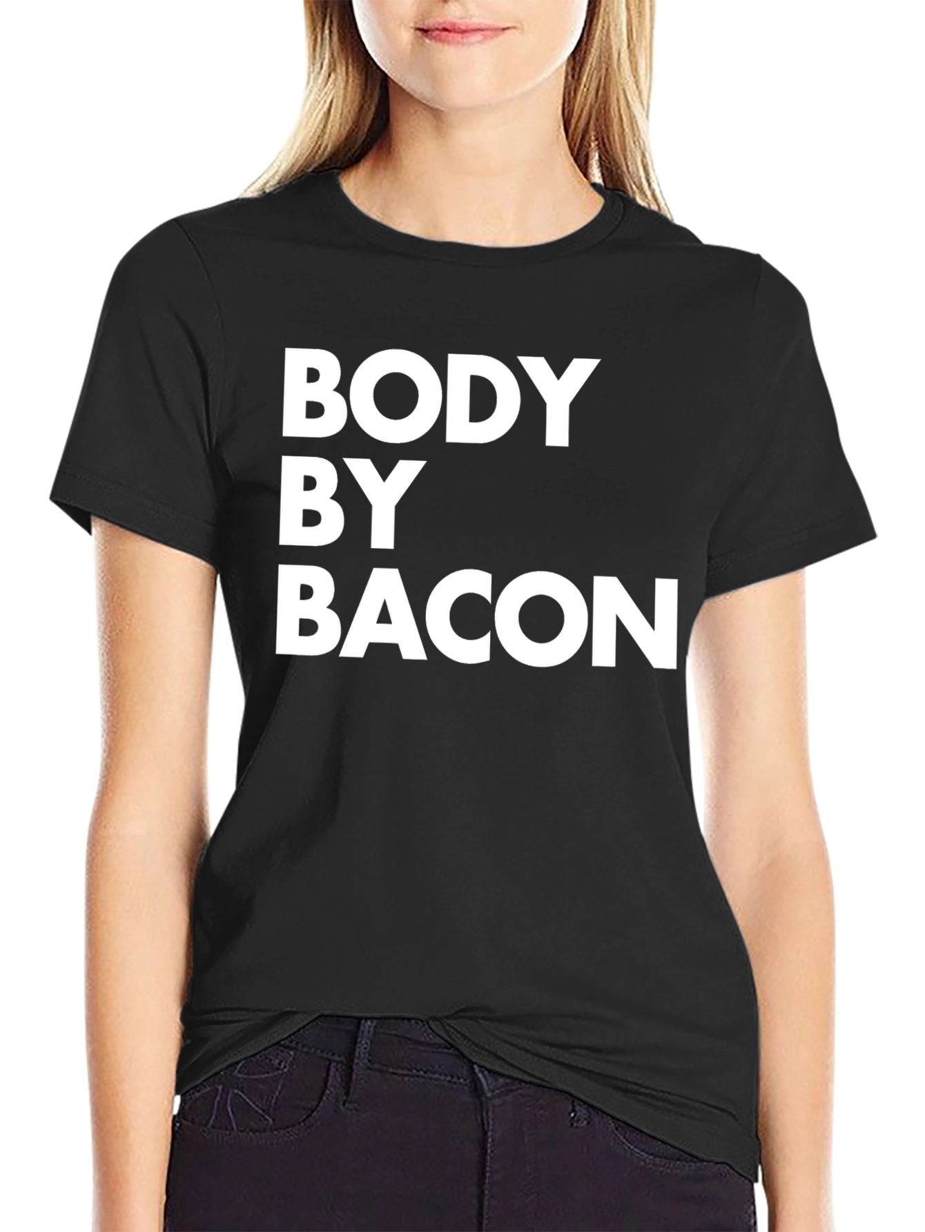 Body By Bacon Black T-Shirt - Funny Foodie Tee