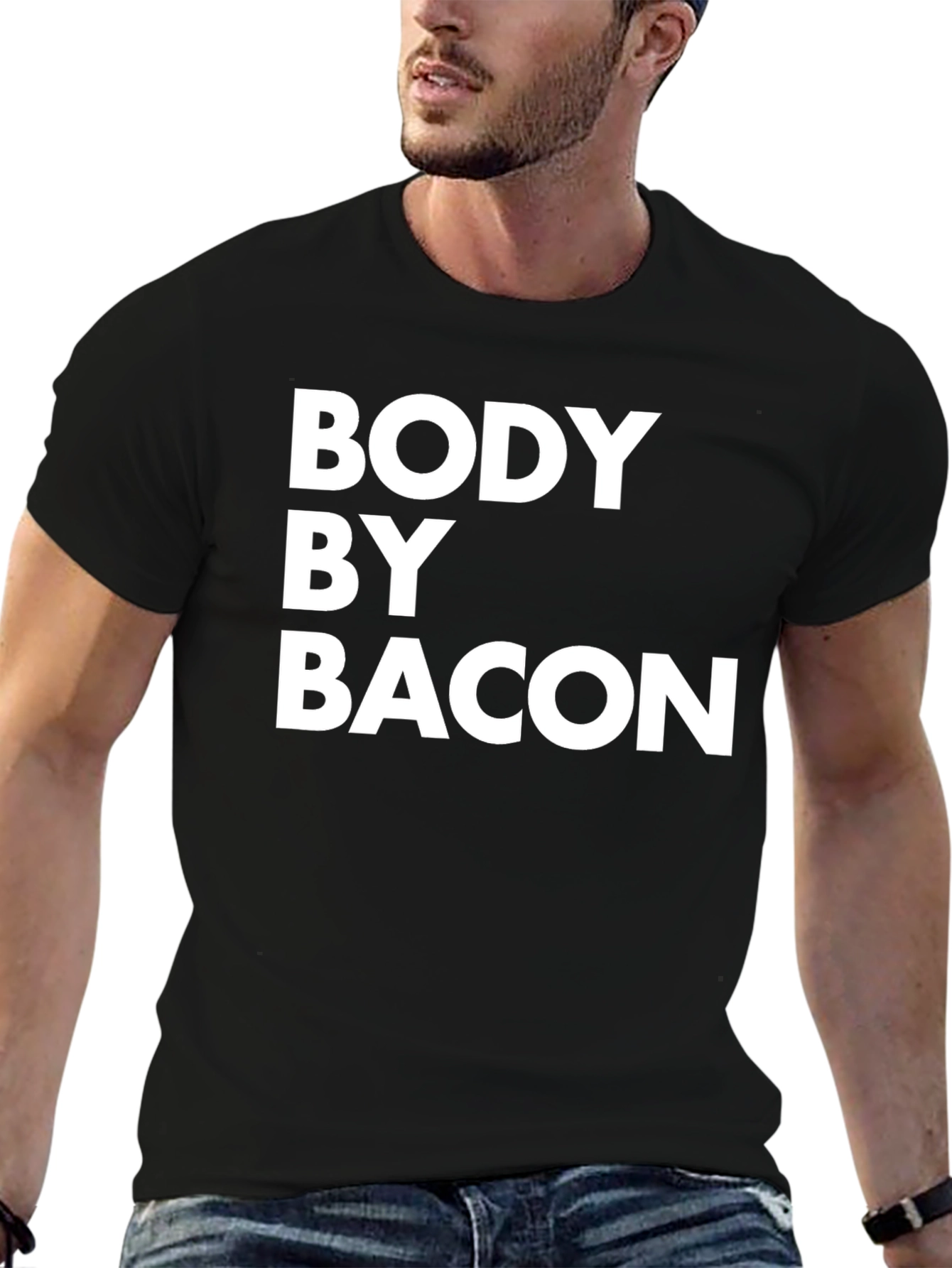 Body By Bacon Black T-Shirt - Funny Foodie Tee