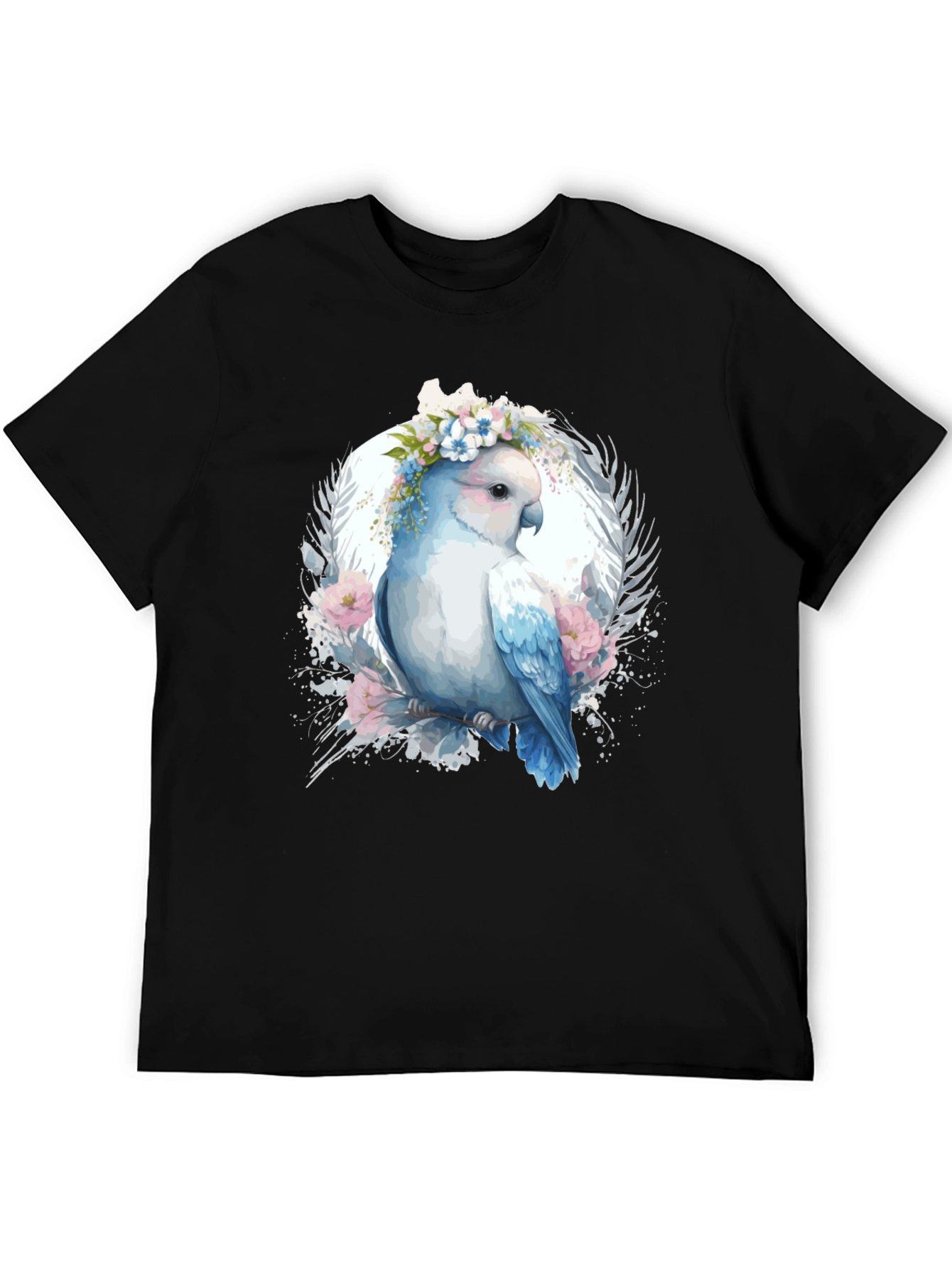 Floral Parrot Graphic Tee - Unique Bird Design