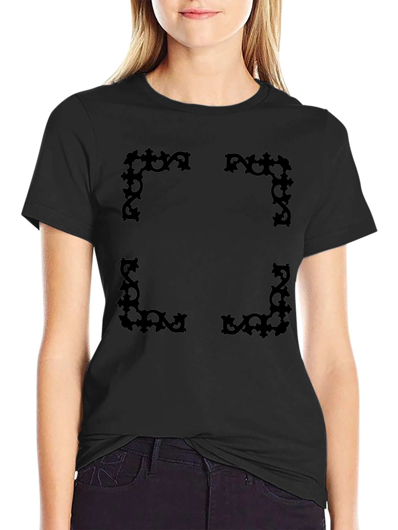 Ornate Frame Graphic Black T-Shirt