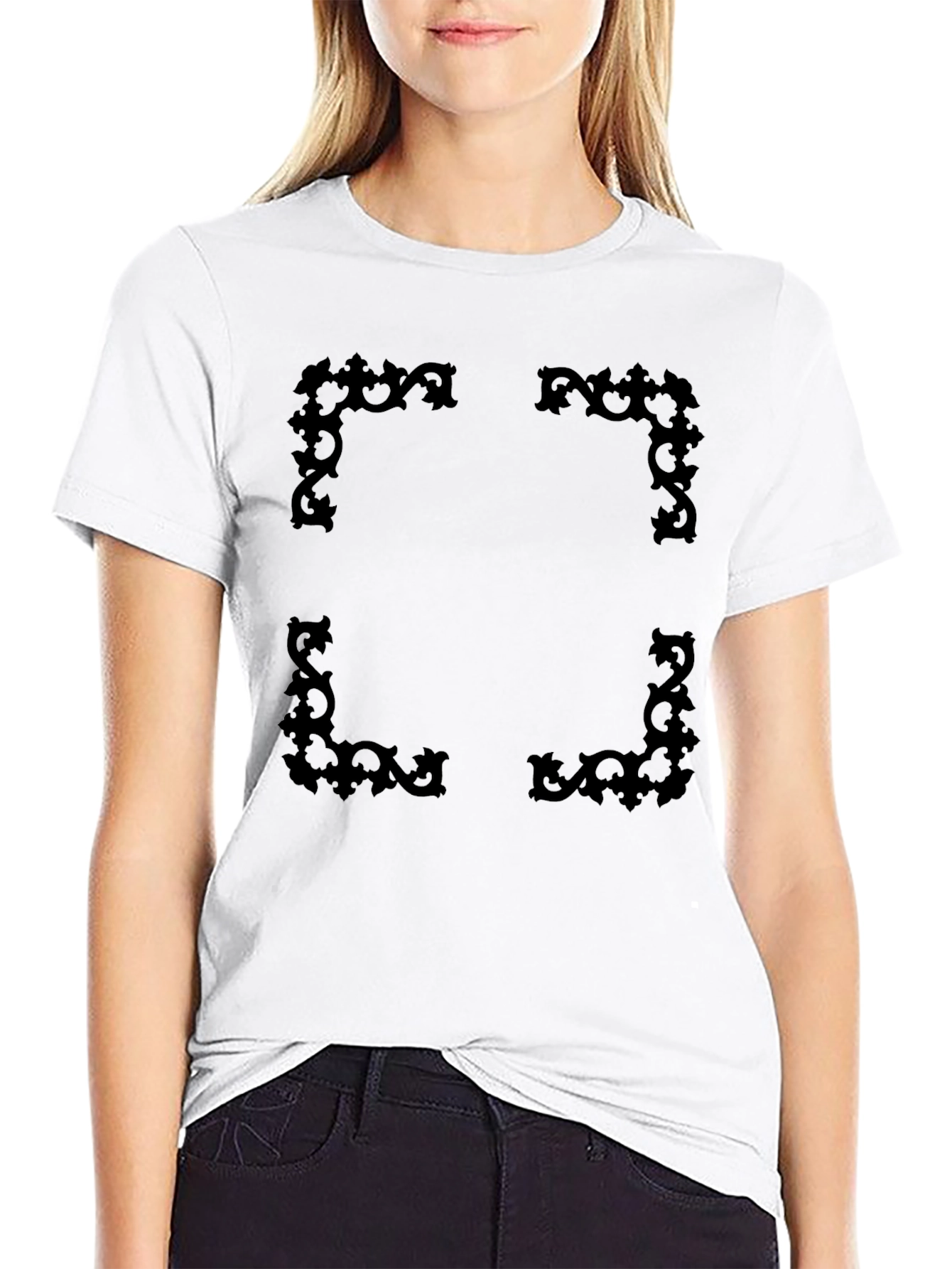 Ornate Frame Graphic Black T-Shirt