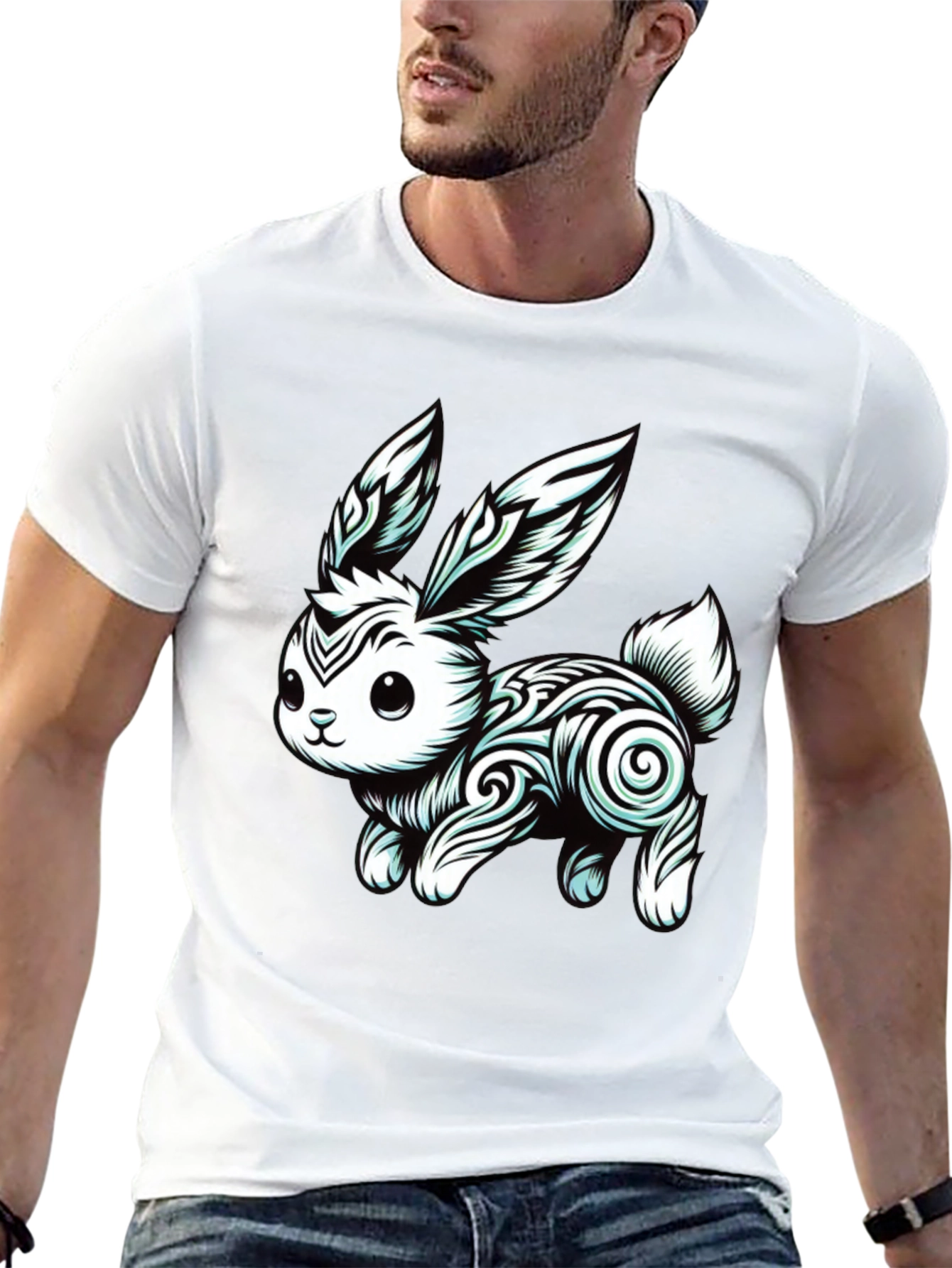 Tribal Rabbit Graphic Tee - Unique Design