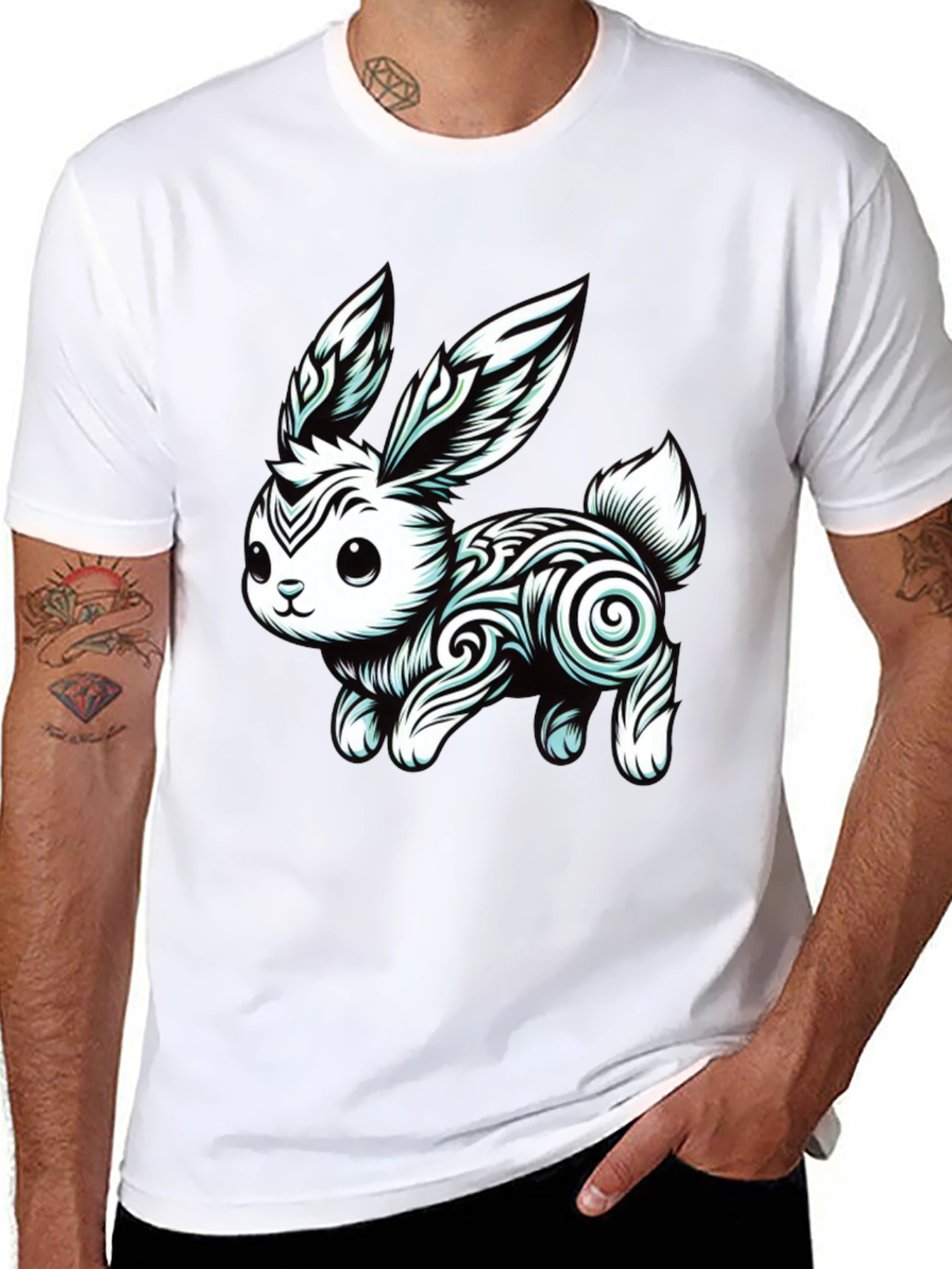 Tribal Rabbit Graphic Tee - Unique Design