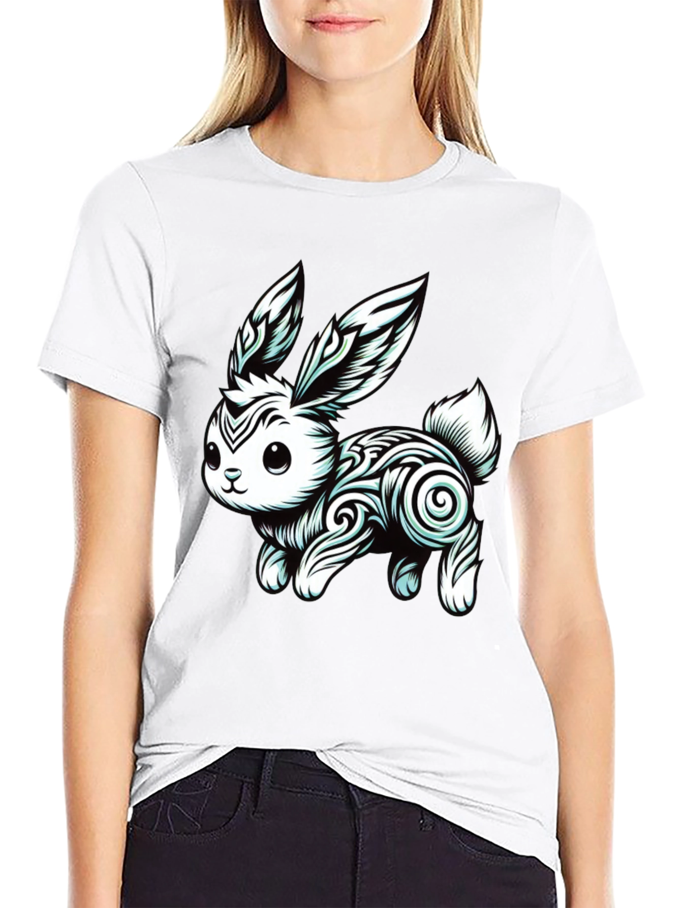 Tribal Rabbit Graphic Tee - Unique Design