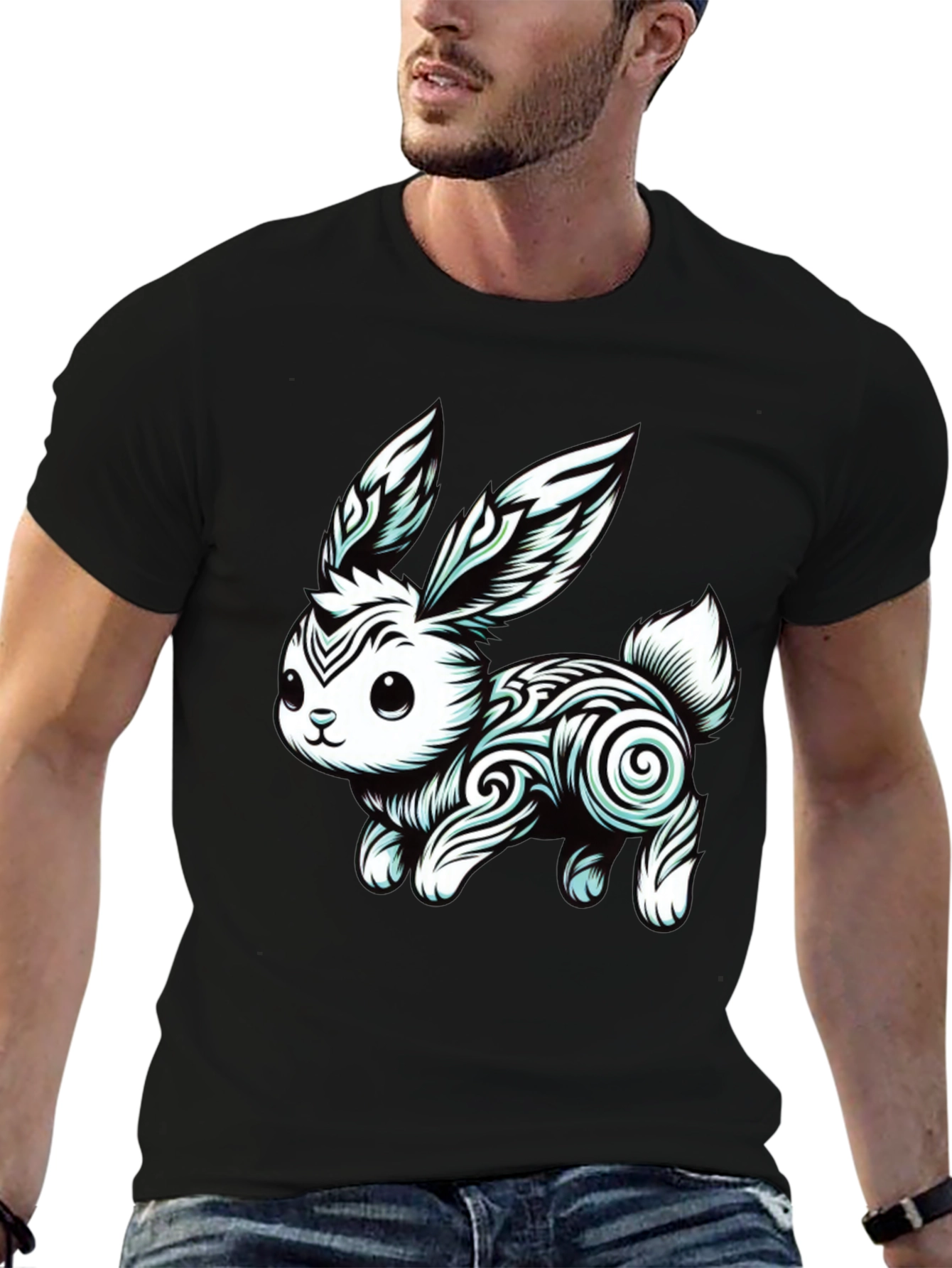 Tribal Rabbit Graphic Tee - Unique Design