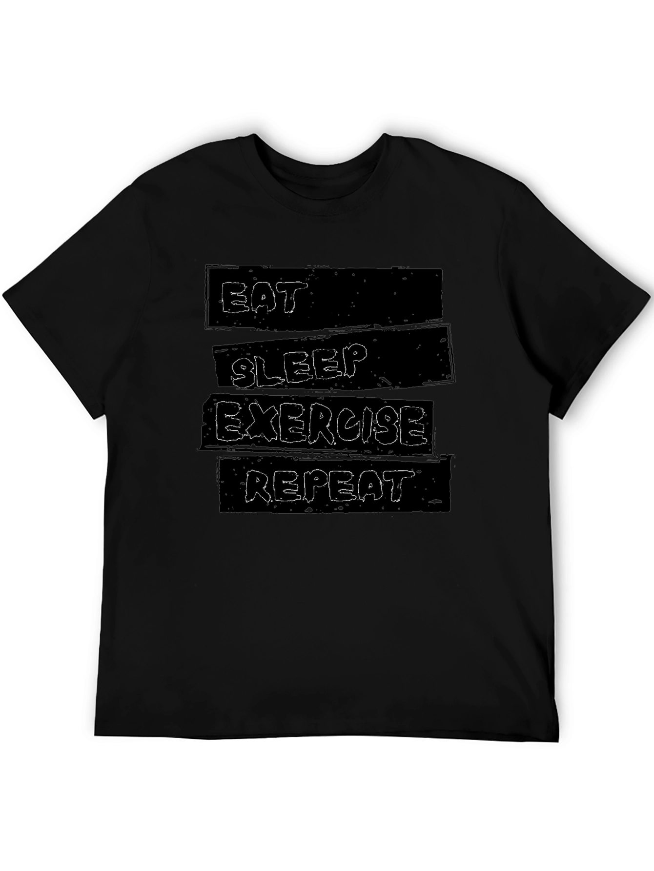 Eat Sleep Exercise Repeat Graphic Tee - Black