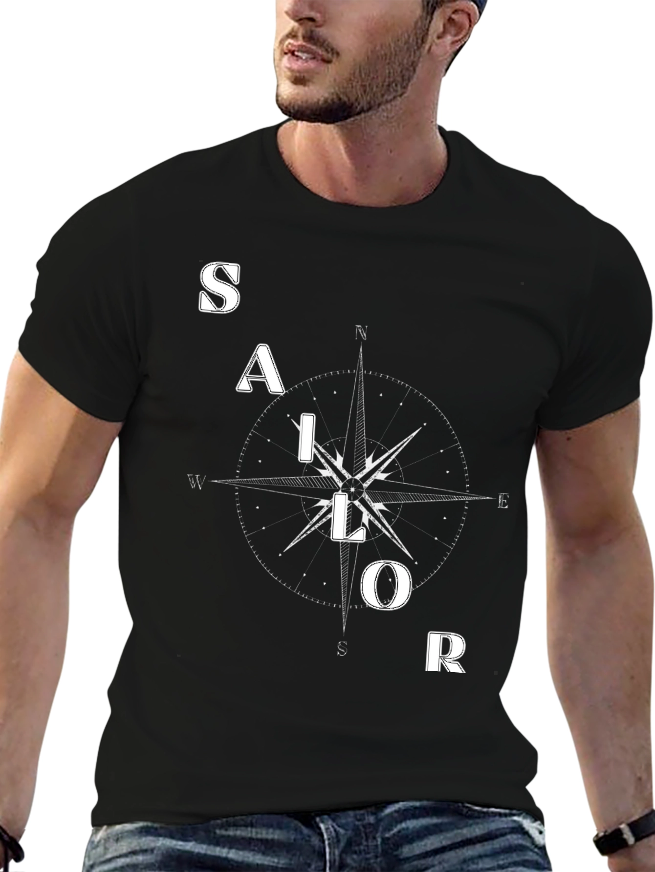 Sailor Compass Graphic Tee - Mens Black T-Shirt