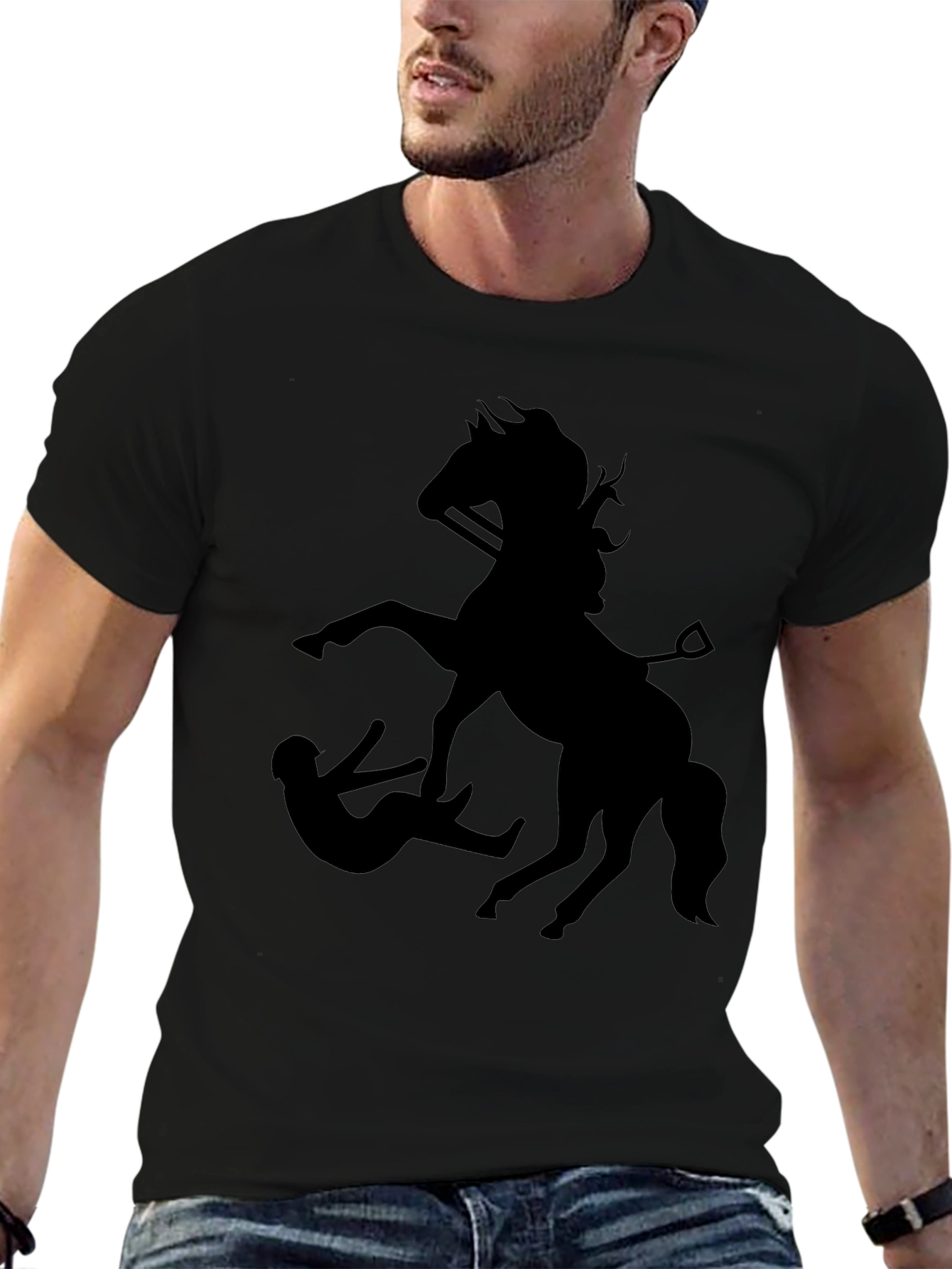 Black Graphic Tee - Horse & Rider