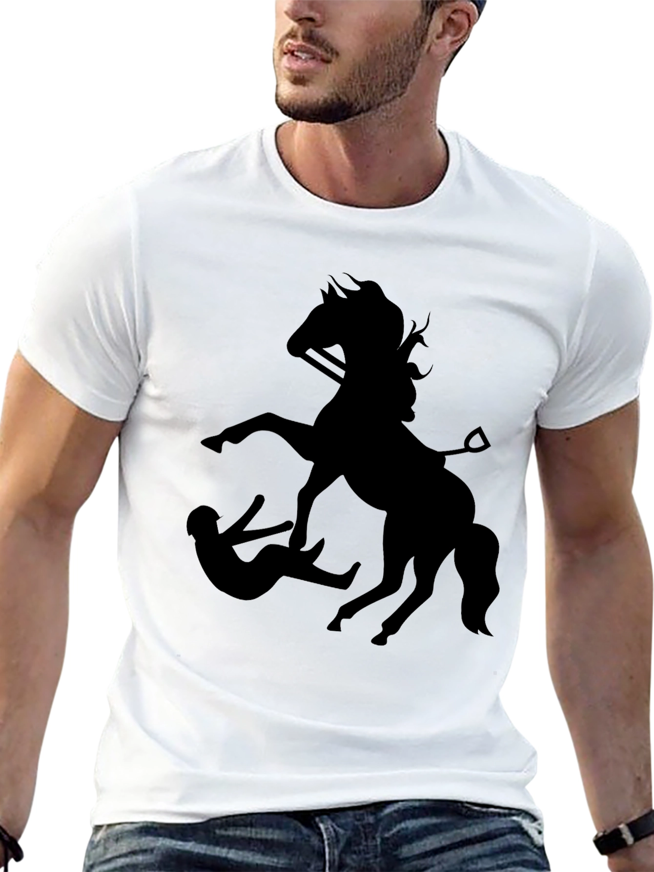Black Graphic Tee - Horse & Rider