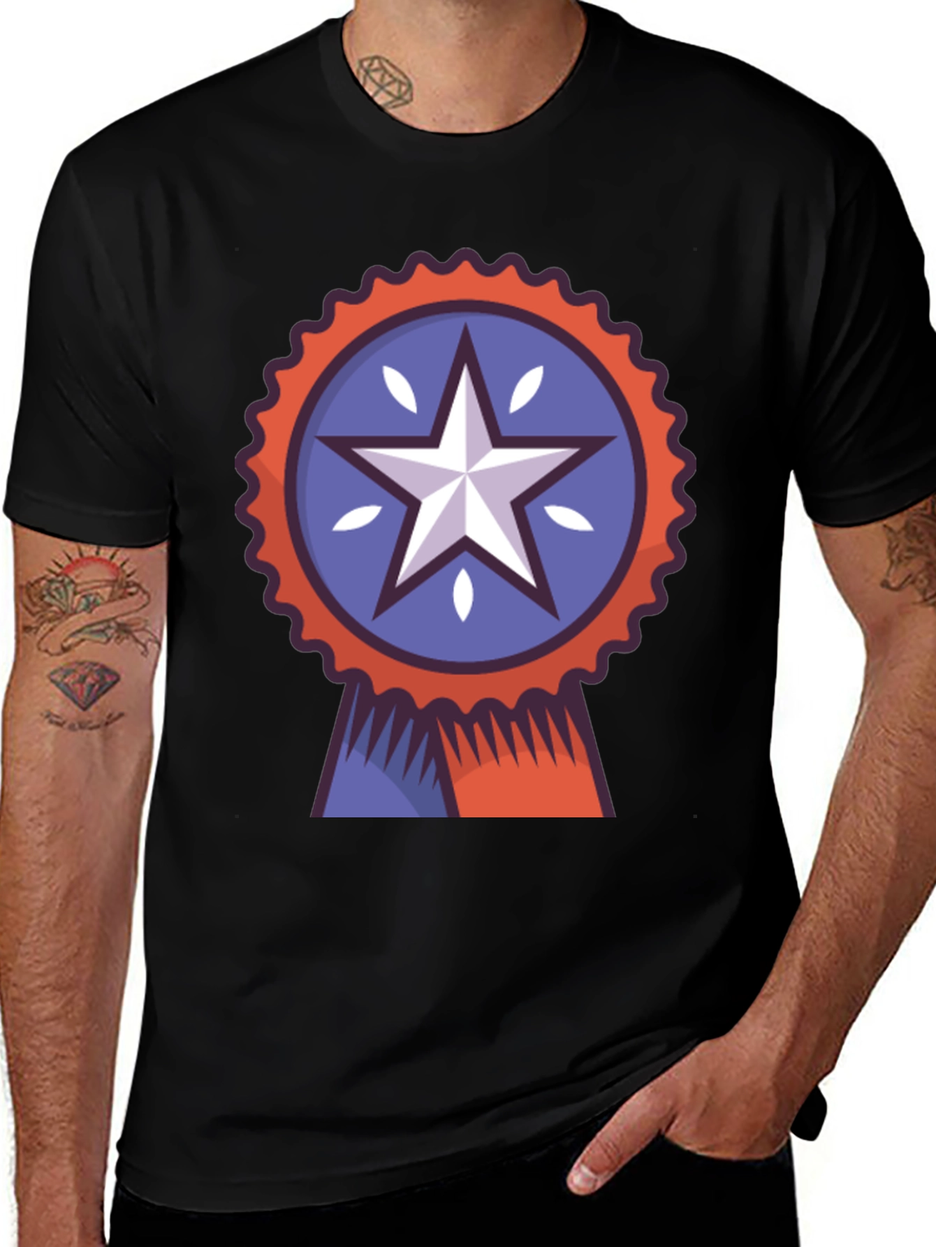 Patriotic Star Ribbon Graphic Tee