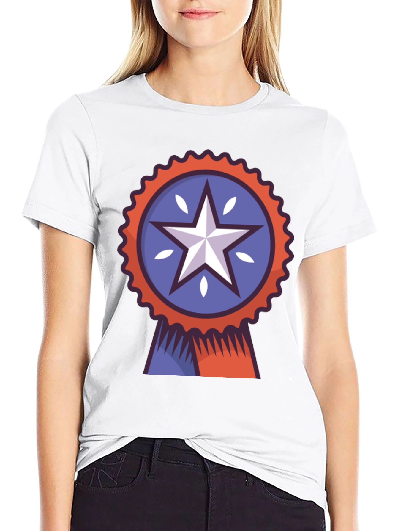Patriotic Star Ribbon Graphic Tee